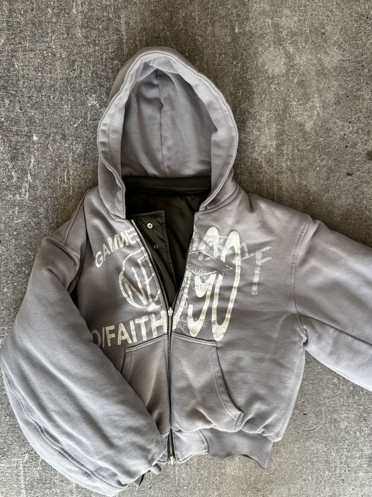 新品 NO/FAITH STUDIOS REVERSIBLE BOMBER REVERSIBLE ONYX BOMBER JACKET GREY – NO/FAITH STUDIOS