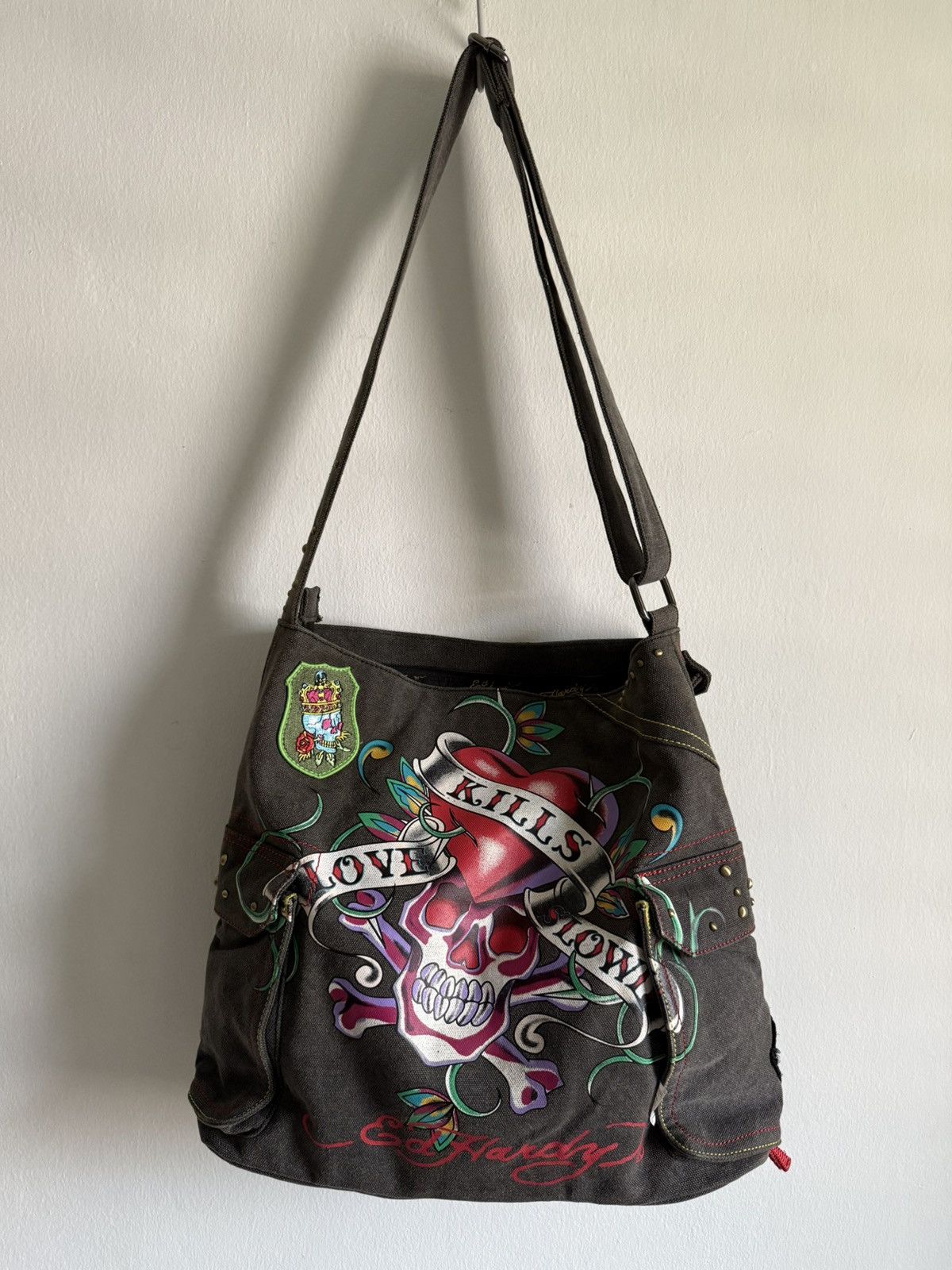 Ed Hardy 2000s Ed hardy Canvas Cotton muktipocket sling bag Size ONE SIZE - 4 Thumbnail