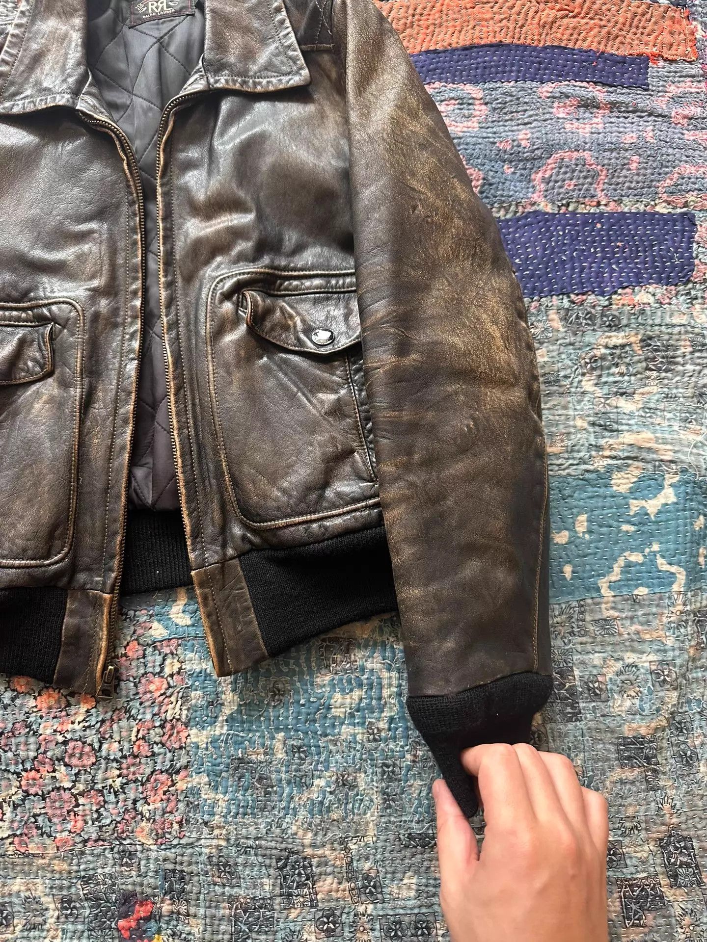 RRL Ralph Lauren RRL Distressed Leather Jacket Size 3 Size US L / EU 52-54 / 3 - 6 Thumbnail