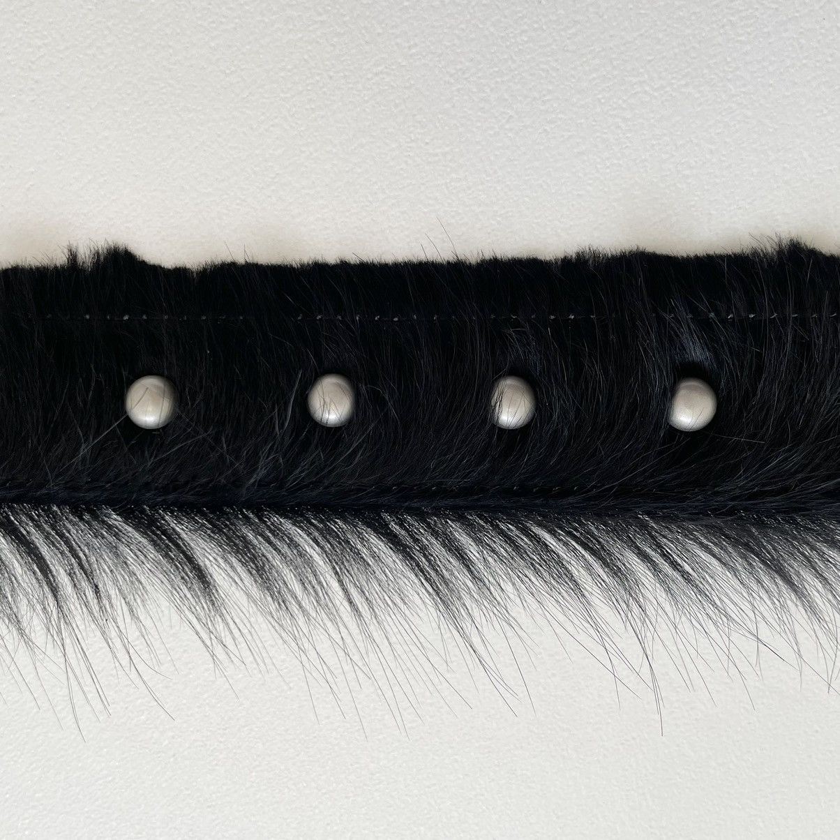 Dries Van Noten A/W 22 Studded Black Fur Belt Size 36 - 10 Thumbnail