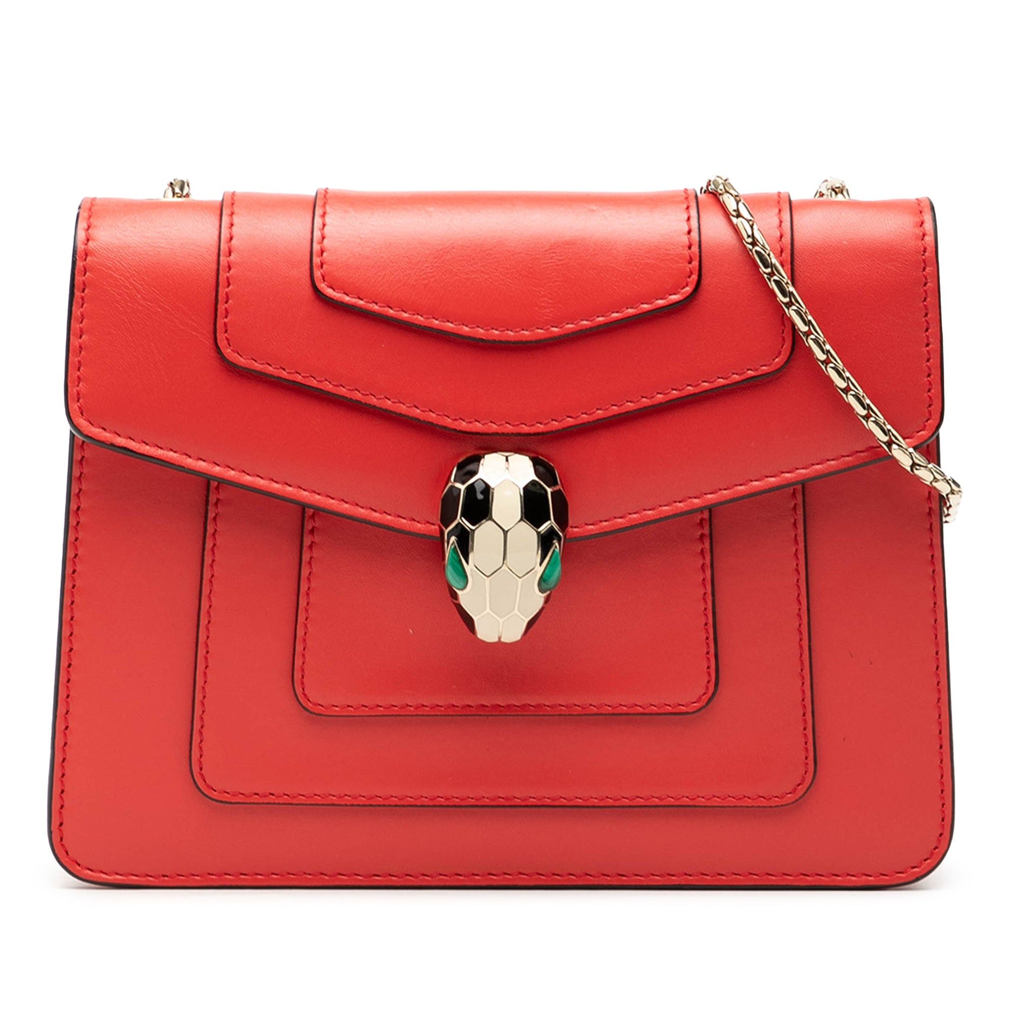 Small Leather Square Serpenti Forever Chain Crossbody