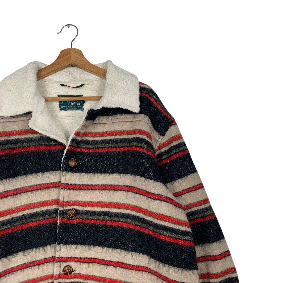 Japanese Brand Johns Hamer Octopus Army Stripe Wool Jacket Size US L / EU 52-54 / 3 - 5 Thumbnail