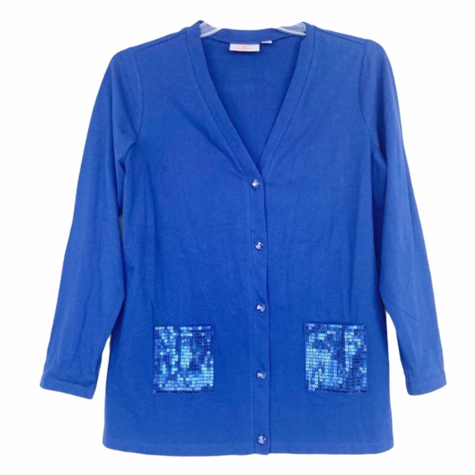 Other Quacker Factory Blue Sequin Button Front Cardigan Sz S Size S / US 4 / IT 40 - 5 Thumbnail