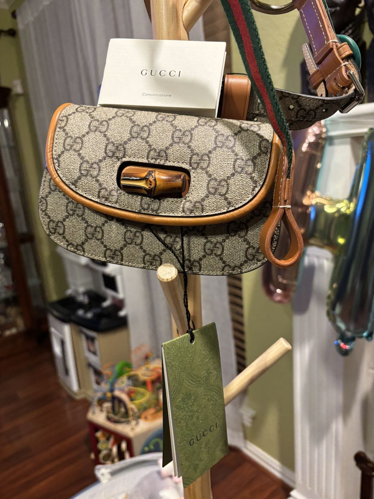 Gucci bamboo 1947 mini belt bag beige.