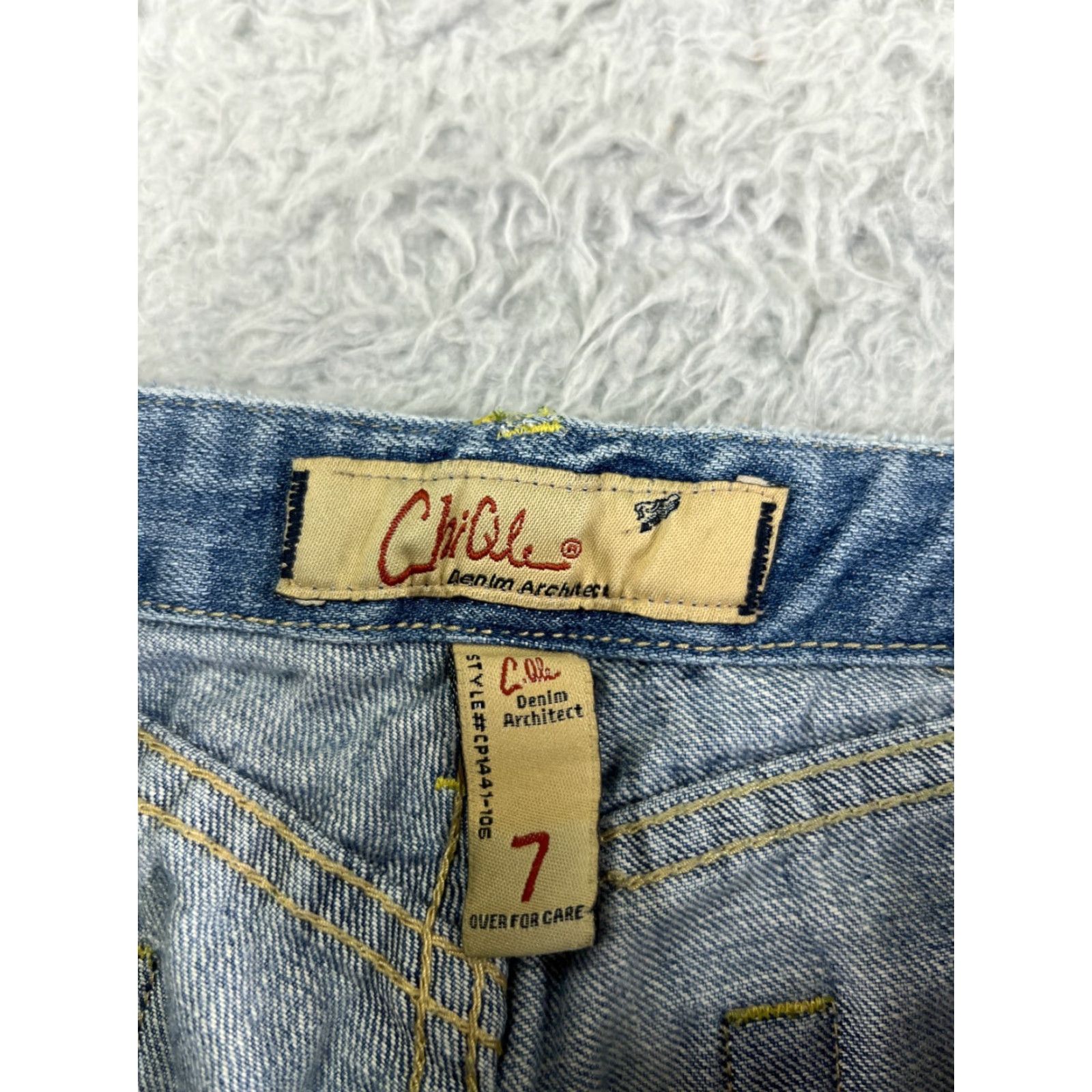 Denime Chi Ole Jeans Womens 28x29 Blue Denim Distressed 100% Cotton Bootcut 5-Pocket Regular Size 7 Size 28" / US 6 / IT 42 - 3 Thumbnail