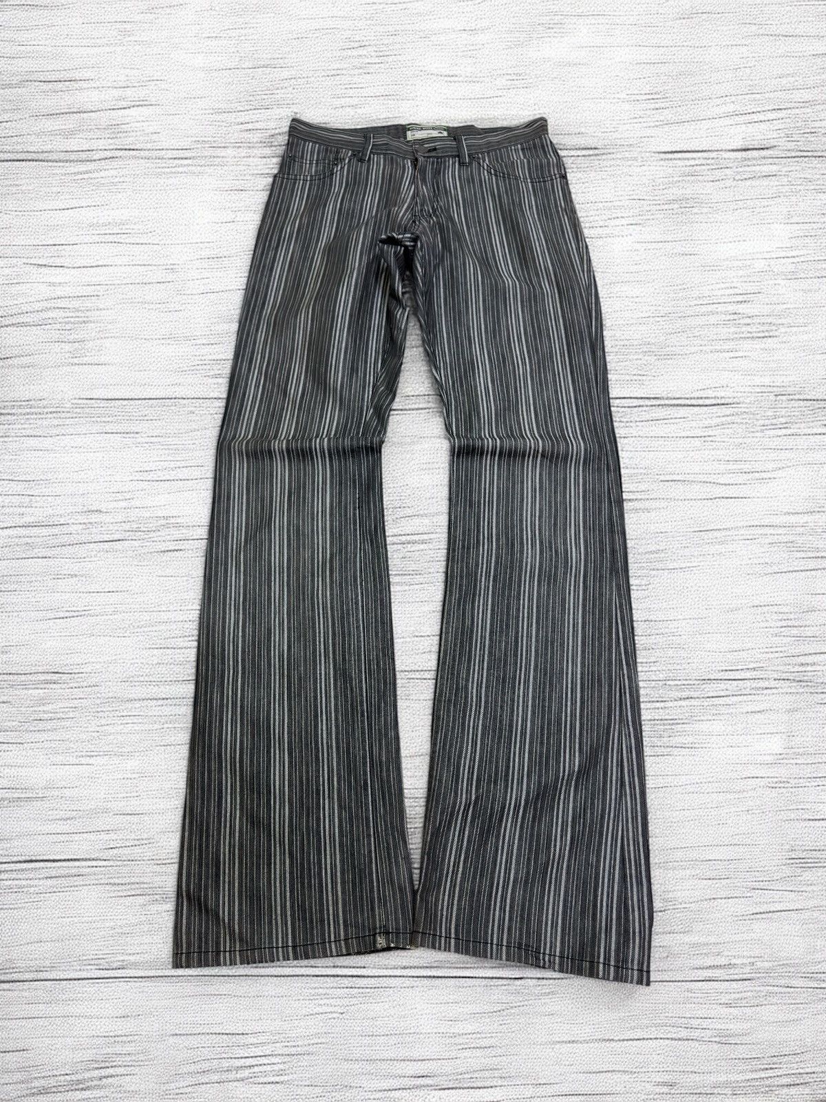 Japanese Brand Mk Homme Grey Striped Jeans Slight Flare Vintage Fit Size US 28 / EU 44 - 1 Thumbnail