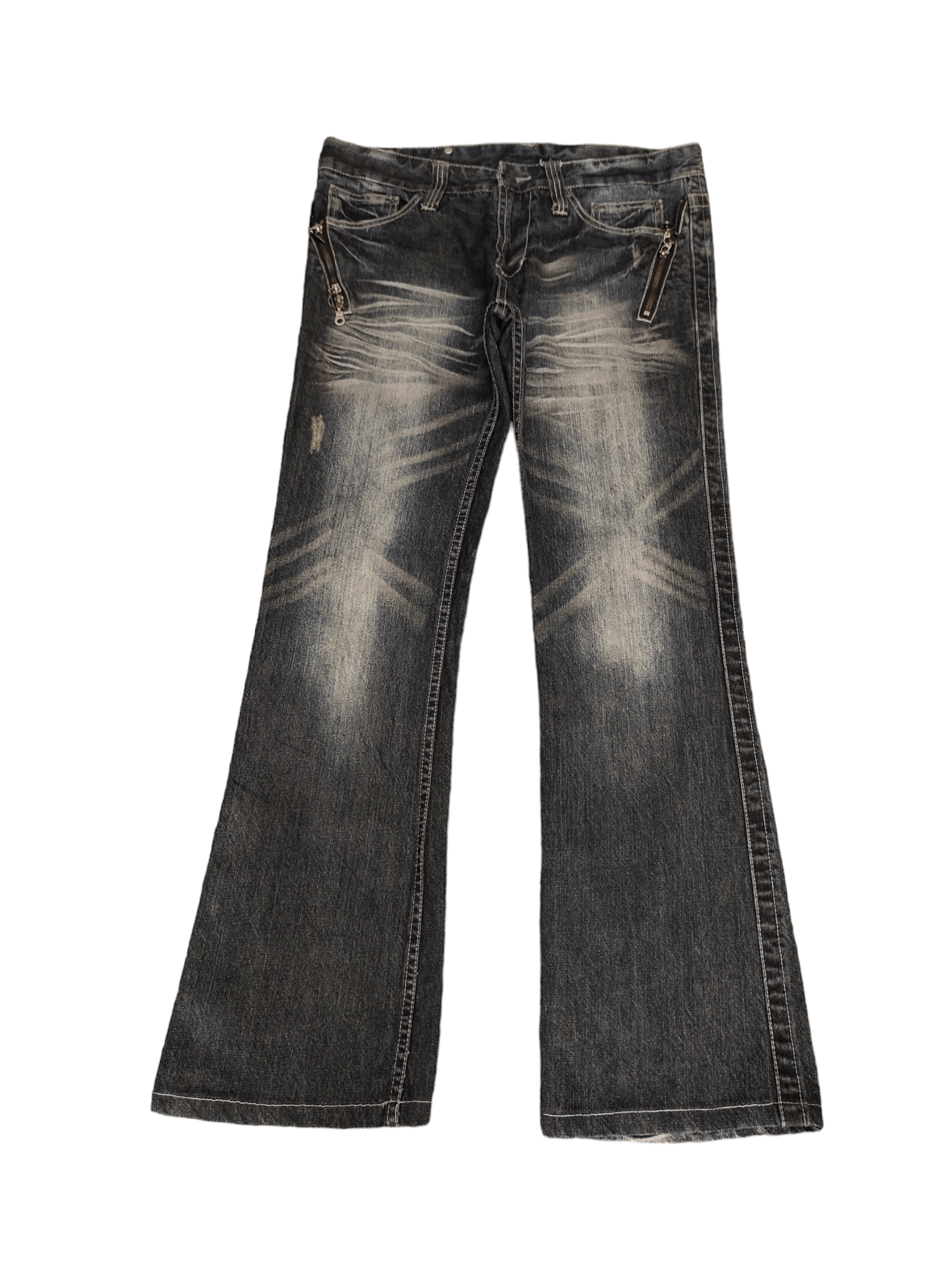 semanticdesign Flare Jeans Semantic Design Distress Faded Bootcut Denim Size US 34 / EU 50 - 2 Thumbnail