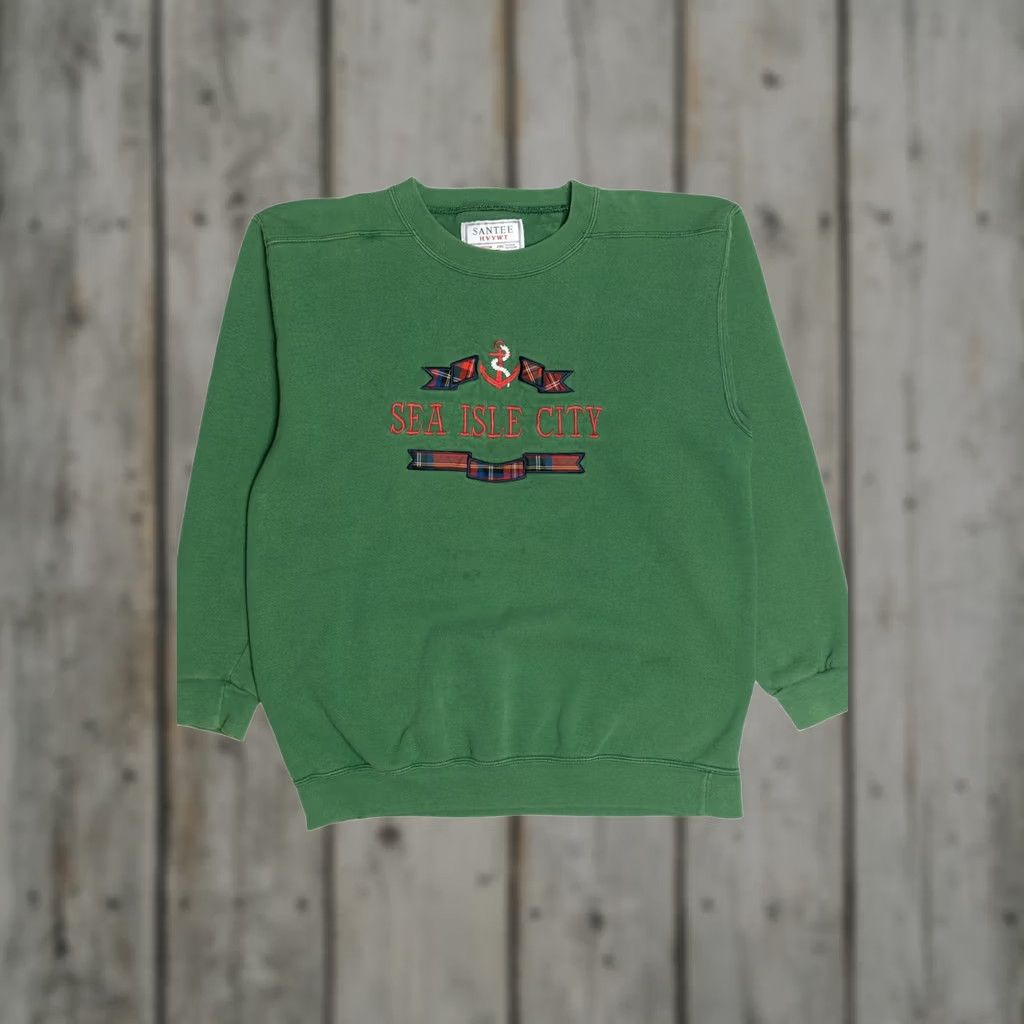 Vintage Vintage Sea Isle City Embroidered Souvenir Sweatshirt Santee Green 1990s Large Mens Womens Unisex Shirt Hoodie? Size US L / EU 52-54 / 3 - 1 Thumbnail