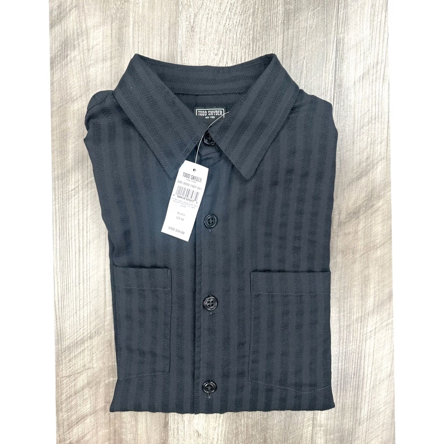 Todd Snyder Todd Snyder Jacquard Two Pocket Point Collar Black Long Sleeve Button Down Med Shirt Mens M Size US M / EU 48-50 / 2 - 2 Thumbnail