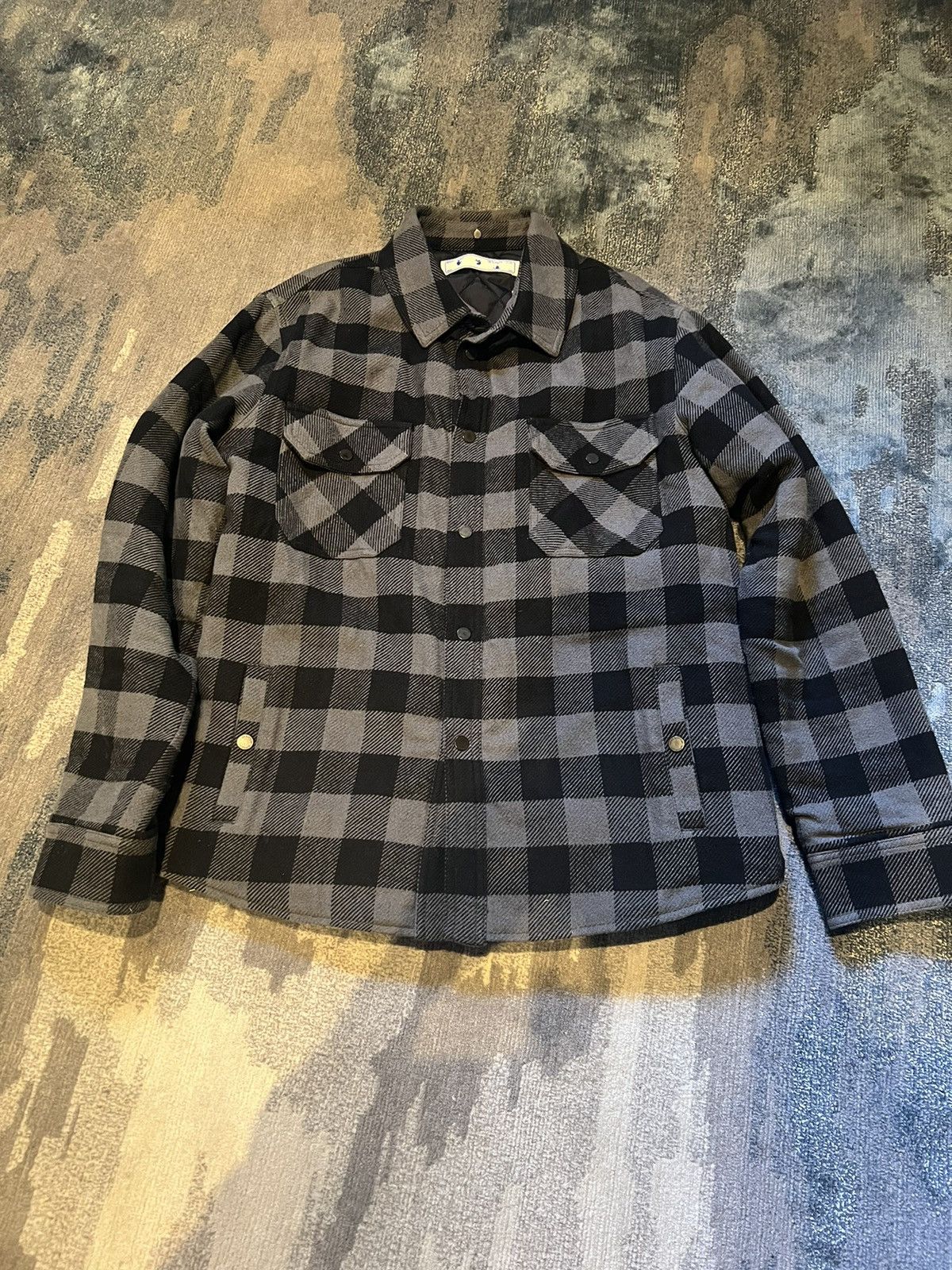 Off-White Off-White Grey/Black Checkered coat Size US L / EU 52-54 / 3 - 1 Thumbnail