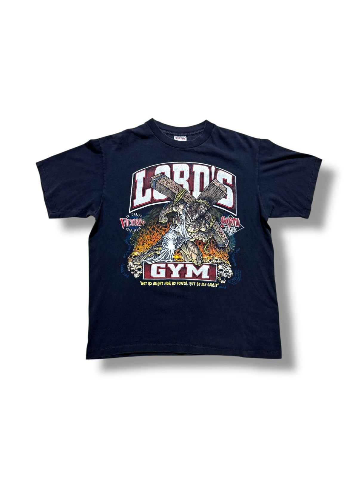 Vintage *RARE* VINTAGE 1995 90s LORD’S GYM GOD BODYBUILDING T-SHIRT Size US L / EU 52-54 / 3 - 1 Thumbnail