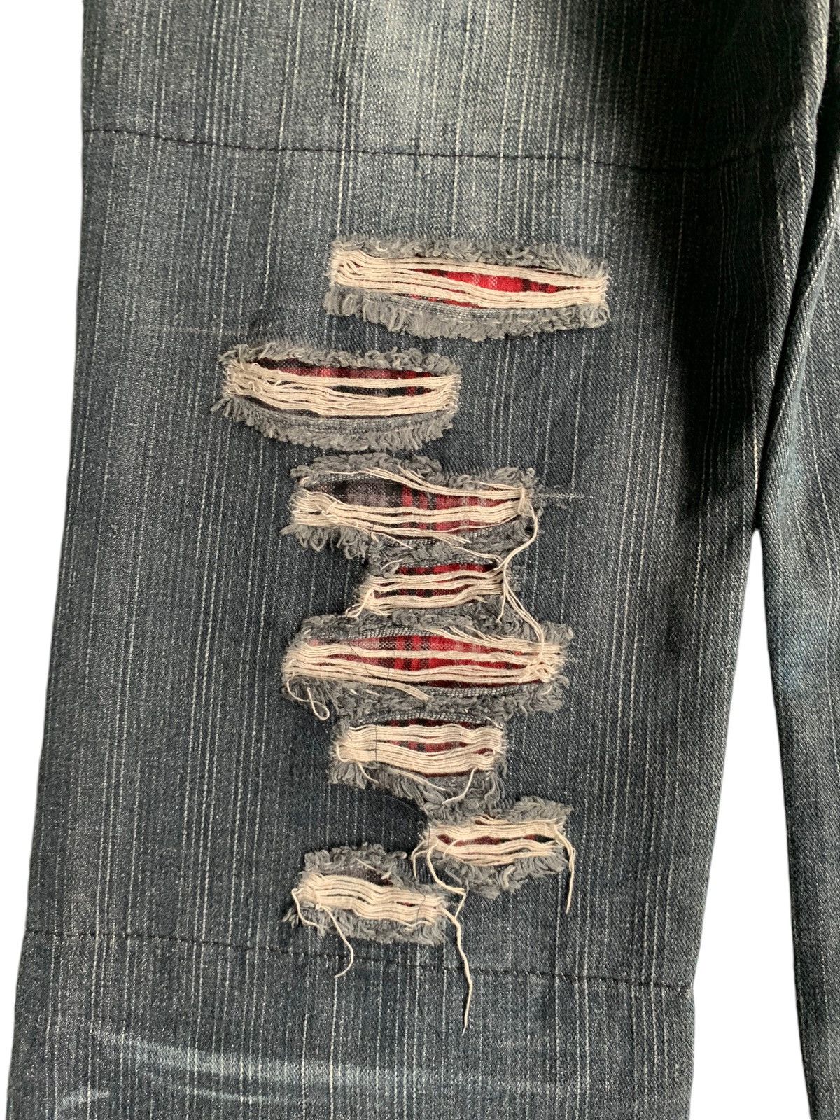 If Six Was Nine Sex Pot Revenge Skull Punk Bondage Style Distressed Denim☠️🎌 Size US 33 - 17 Thumbnail