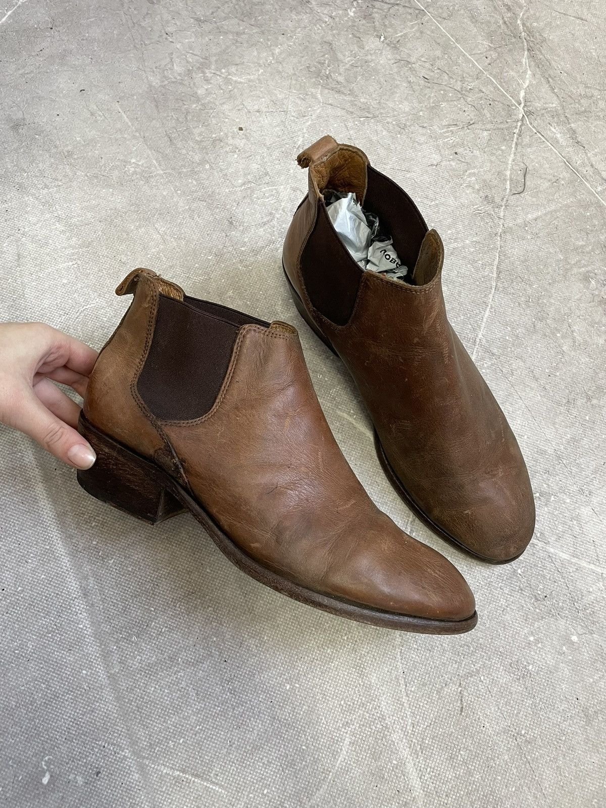 Frye Frye Brown Leather Chelsea Ankle Boots guidi style Heel 40 Size US 7 / EU 40 - 8 Thumbnail