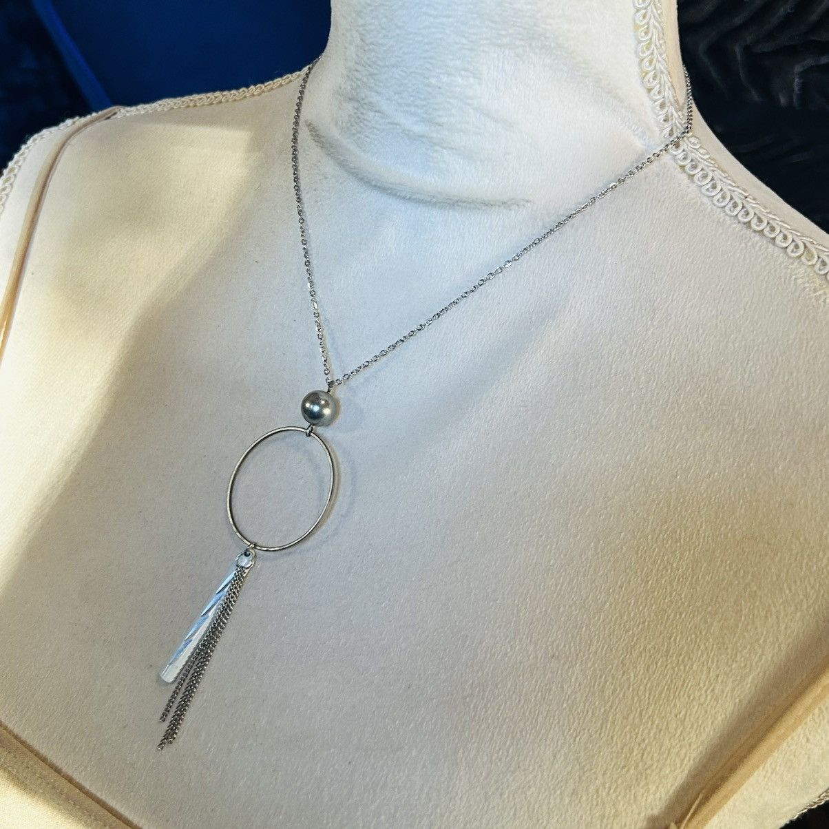 Handmade Handcrafted repurpose die-cut chain fringe pendant necklace Size ONE SIZE - 3 Thumbnail