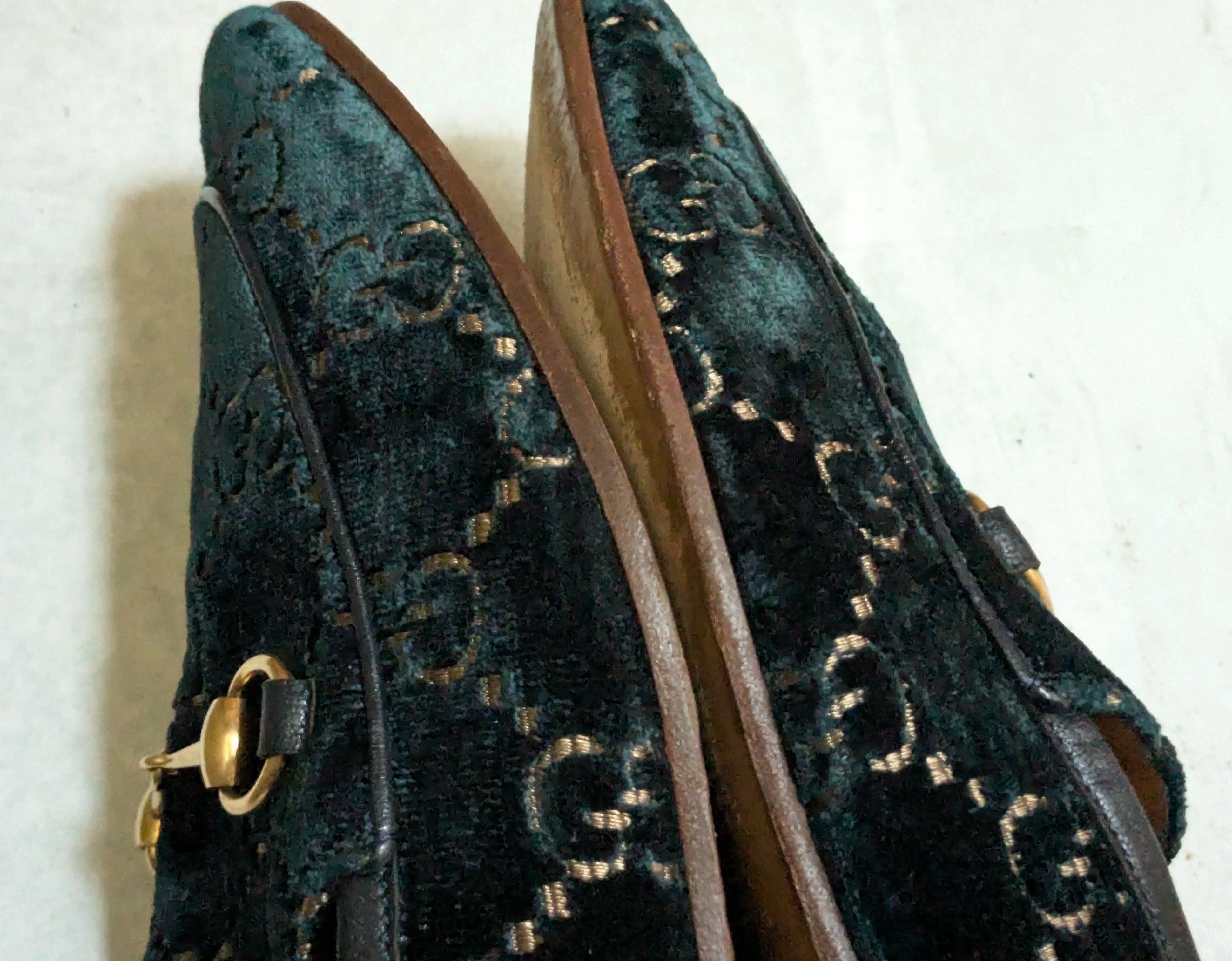 Gucci Gucci Horsebit Loafers Blue Velvet Monogram Logo 10.5 Size US 10.5 / EU 43-44 - 5 Thumbnail