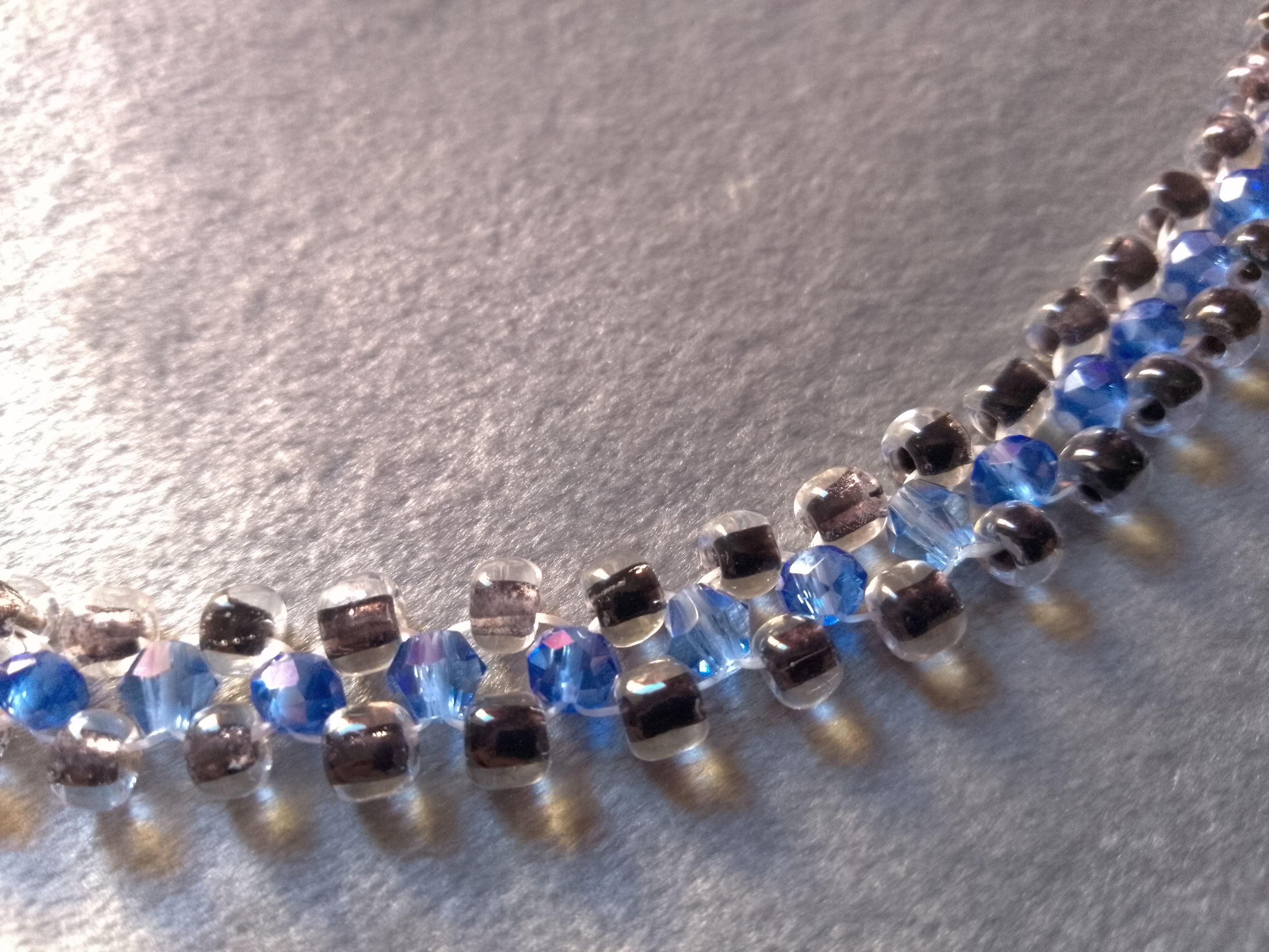 Handmade Black Necklace. Netted Glamour blue Agate Gemstones Size ONE SIZE - 8 Thumbnail