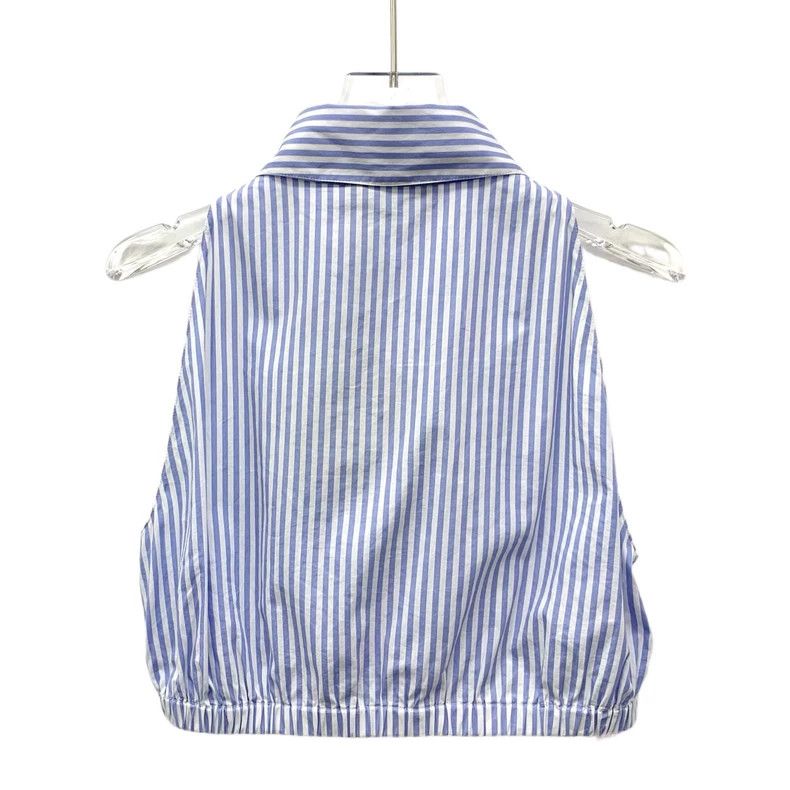 Prada Prada Blue and white vertical stripe classic logo vest shir Size S / US 4 / IT 40 - 2 Thumbnail