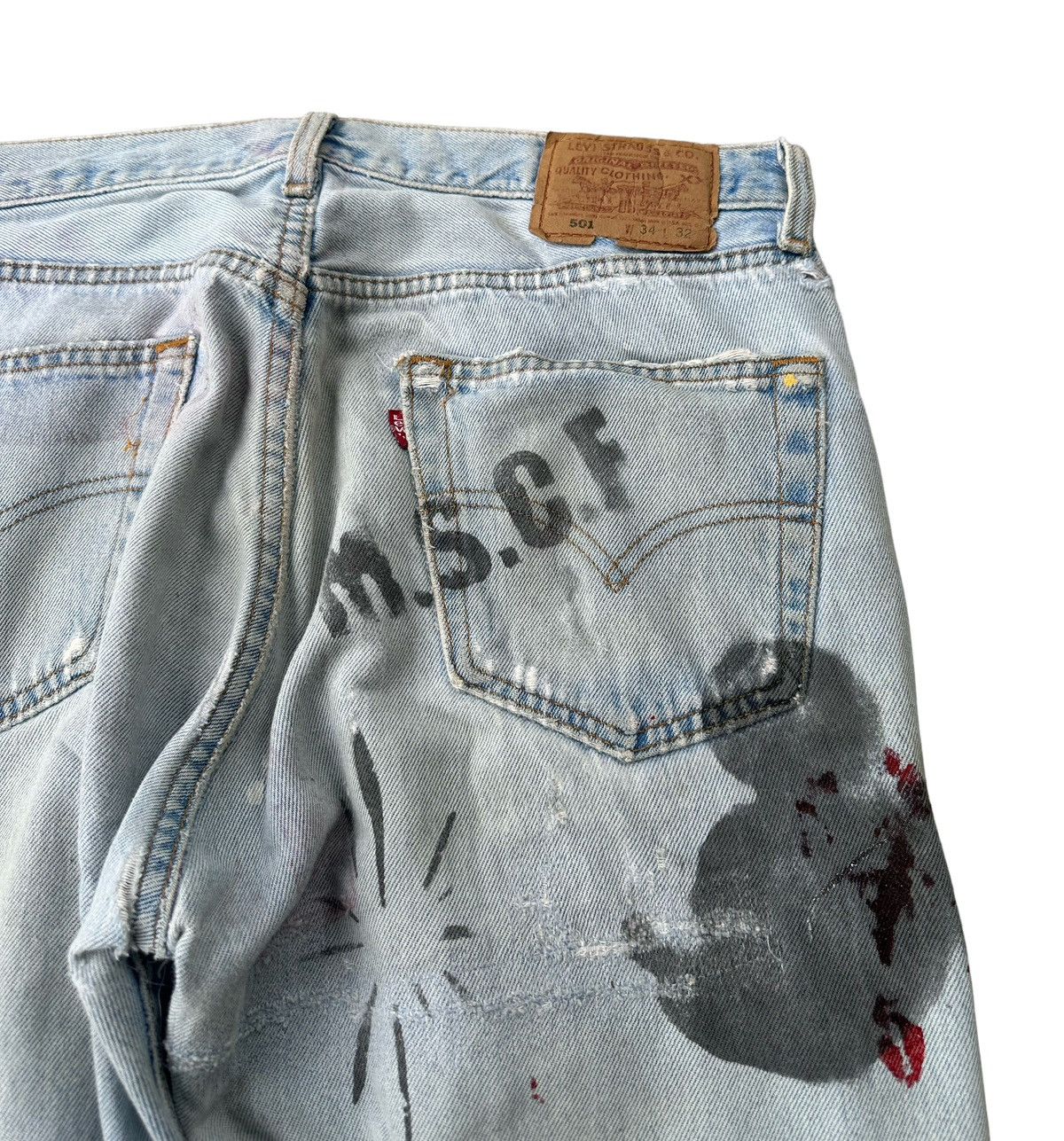 Levi's Vintage 90s Levi’s 501 custom paint denim jeans Size US 32 / EU 48 - 9 Thumbnail