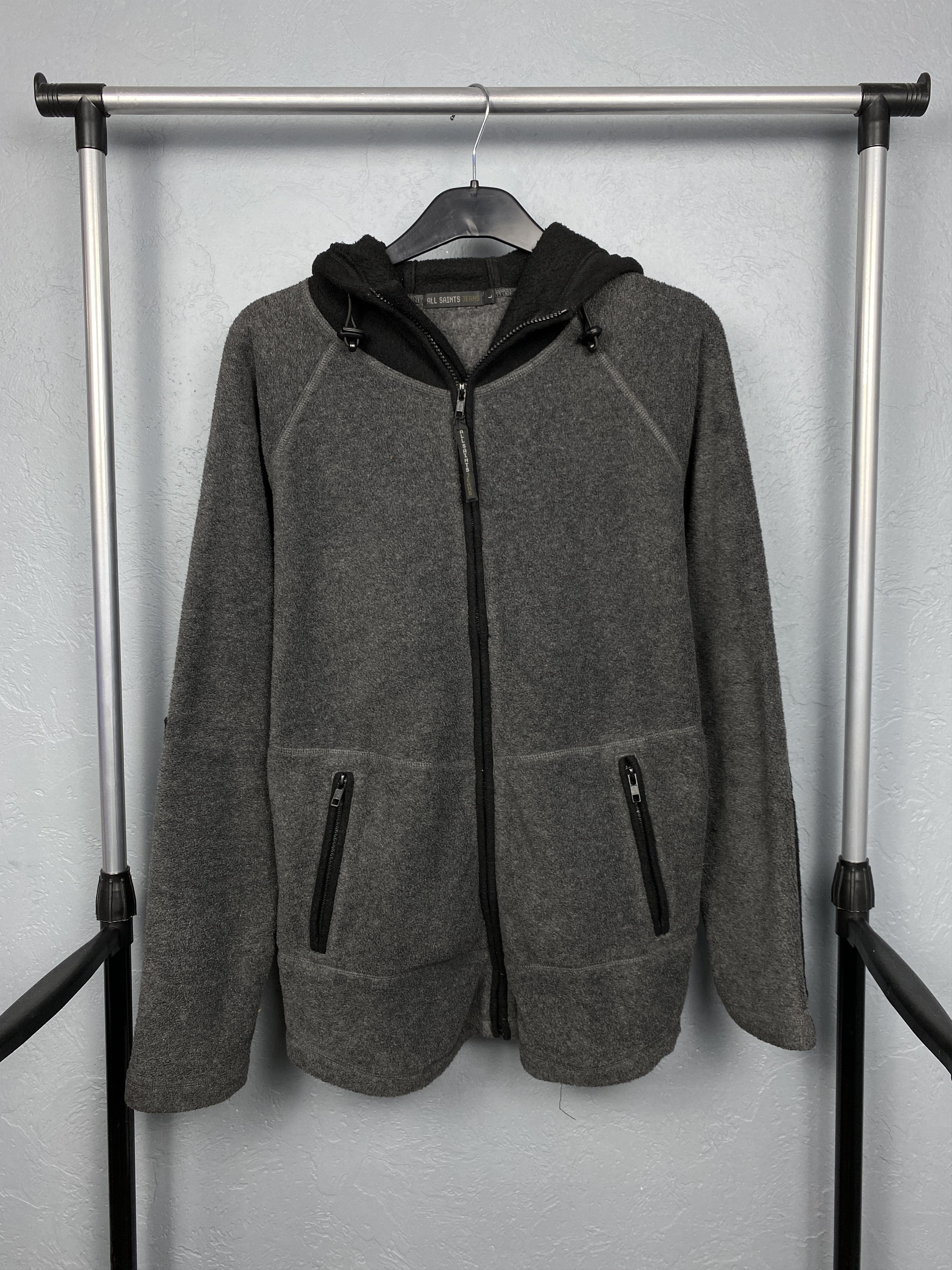 Allsaints Jeans Vintage Fleece Zip Hoodie Y2K