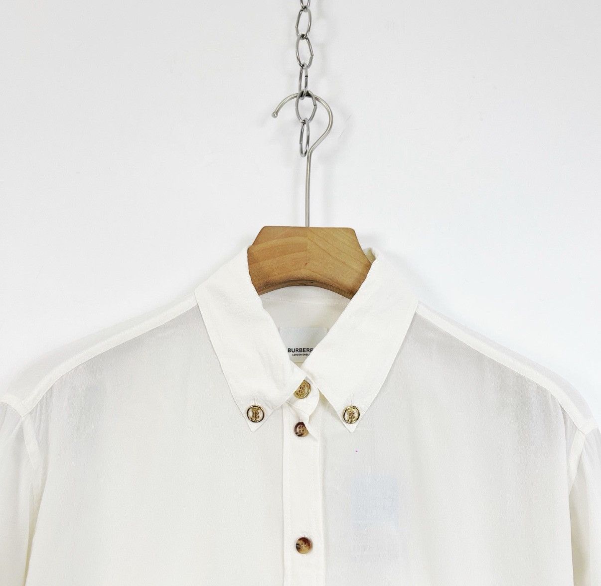 Burberry Burberry / White Silk Long Sleeve Shirt K12 Size US L / EU 52-54 / 3 - 3 Thumbnail