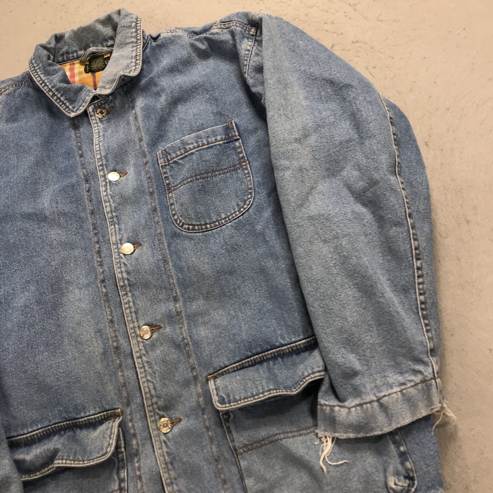 J.Crew VINTAGE J.CREW Jacket Mens XL Blue Oarsman Chore Denim Lined 90s Size US XL / EU 56 / 4 - 3 Thumbnail