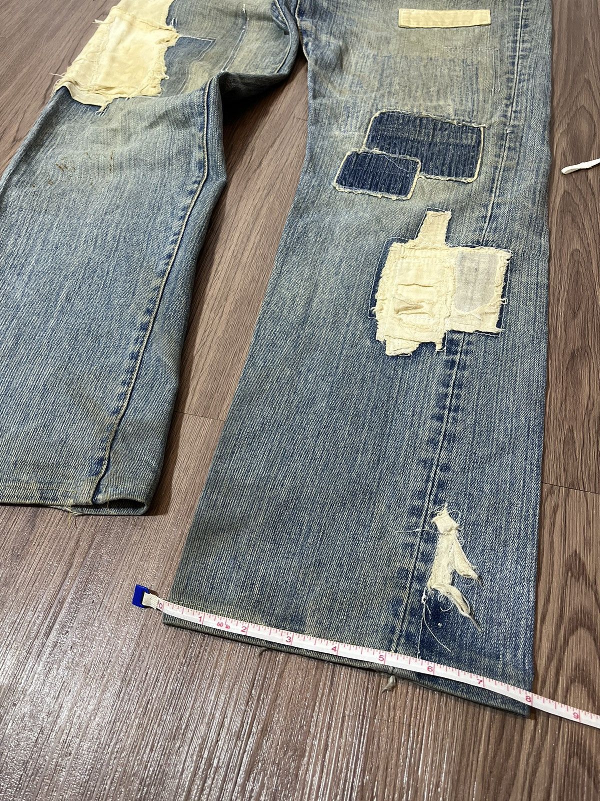 Japanese Brand Exhibitionist Japan Distressed Patchwork Jeans Size US 32 / EU 48 - 19 Thumbnail
