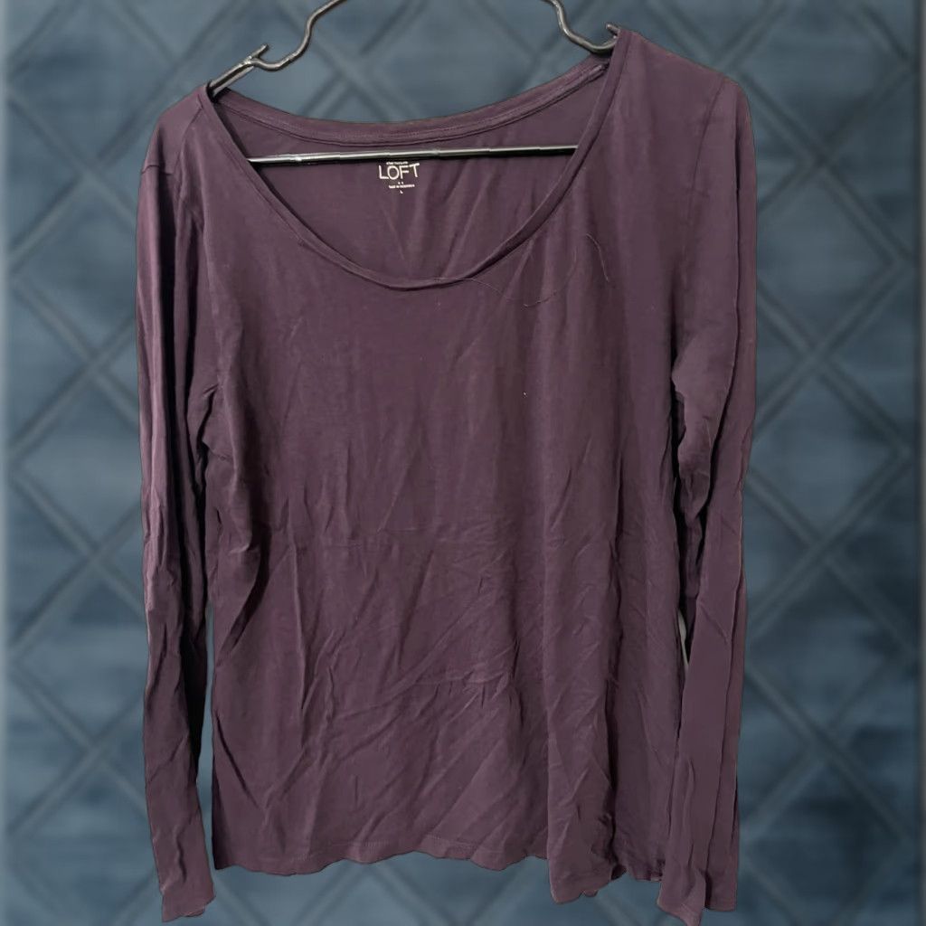 Loft VINTAGE LOFT Burgundy Long Sleeve Sweater Women Large Casual Oversized Crew Size L / US 10 / IT 46 - 1 Thumbnail