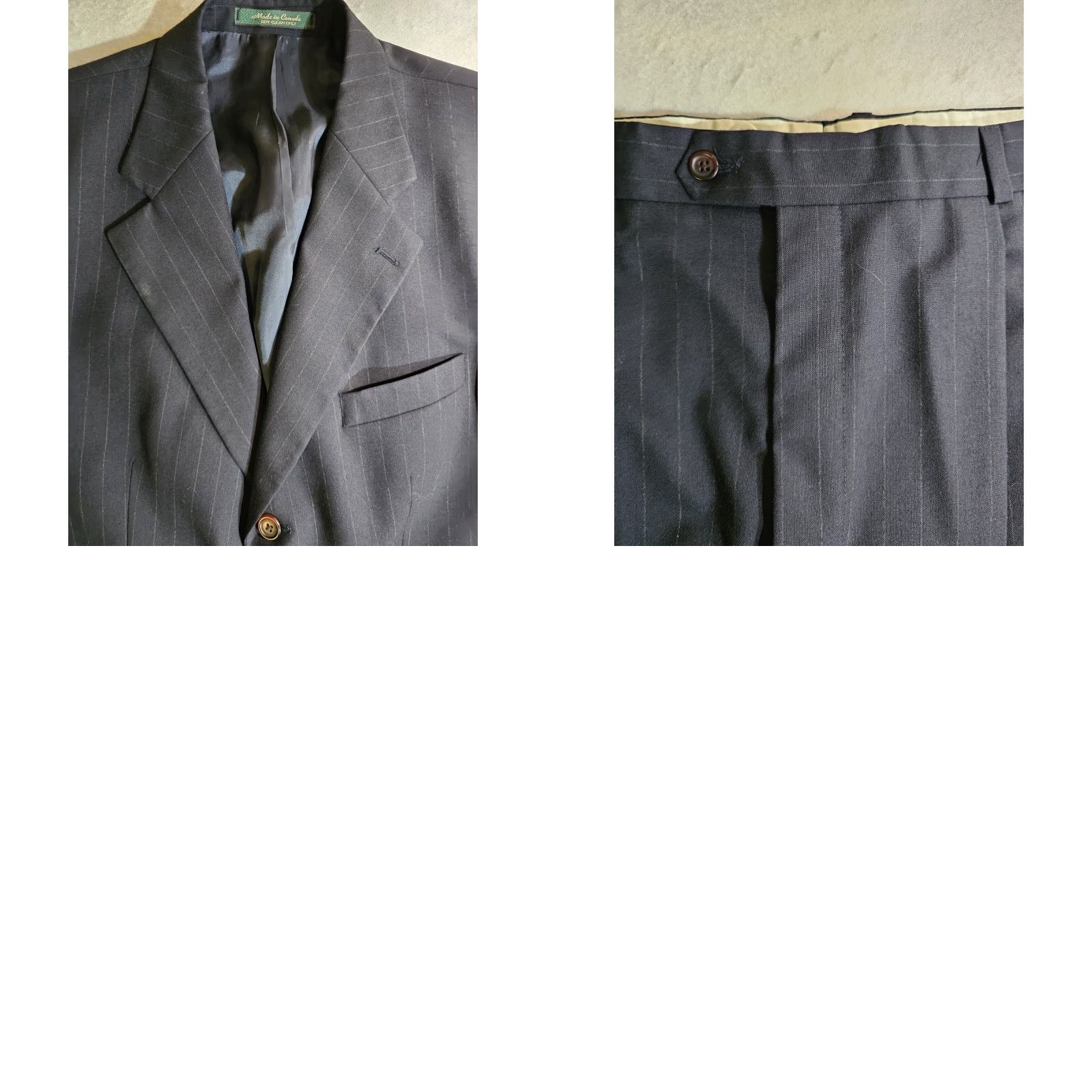 Chaps VINTAGE CHAPS By RALPH LAUREN 100% Wool Blue Pin Striped Suit Mens 42 Regular 34x30 Pants Size 42R - 11 Thumbnail