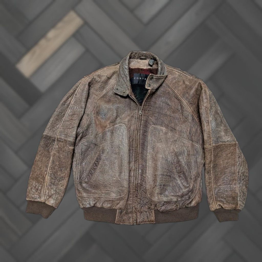 Vintage VINTAGE PATINA leather jacket Bomber Context Men XL brown distressed 1990s/Mad Max - Mens XL Leather Jacket Size US XL / EU 56 / 4 - 1 Thumbnail