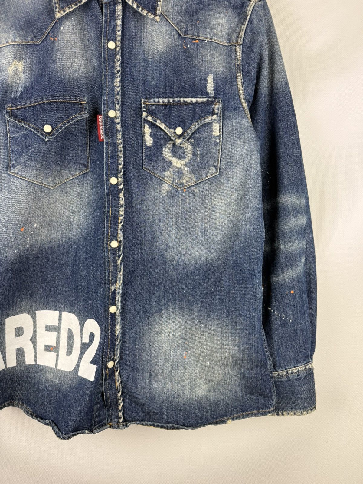 Dsquared2 Dsquared Ladies Big Logo Graphic Print Denim Button Up Shirt Size M / US 6-8 / IT 42-44 - 6 Thumbnail