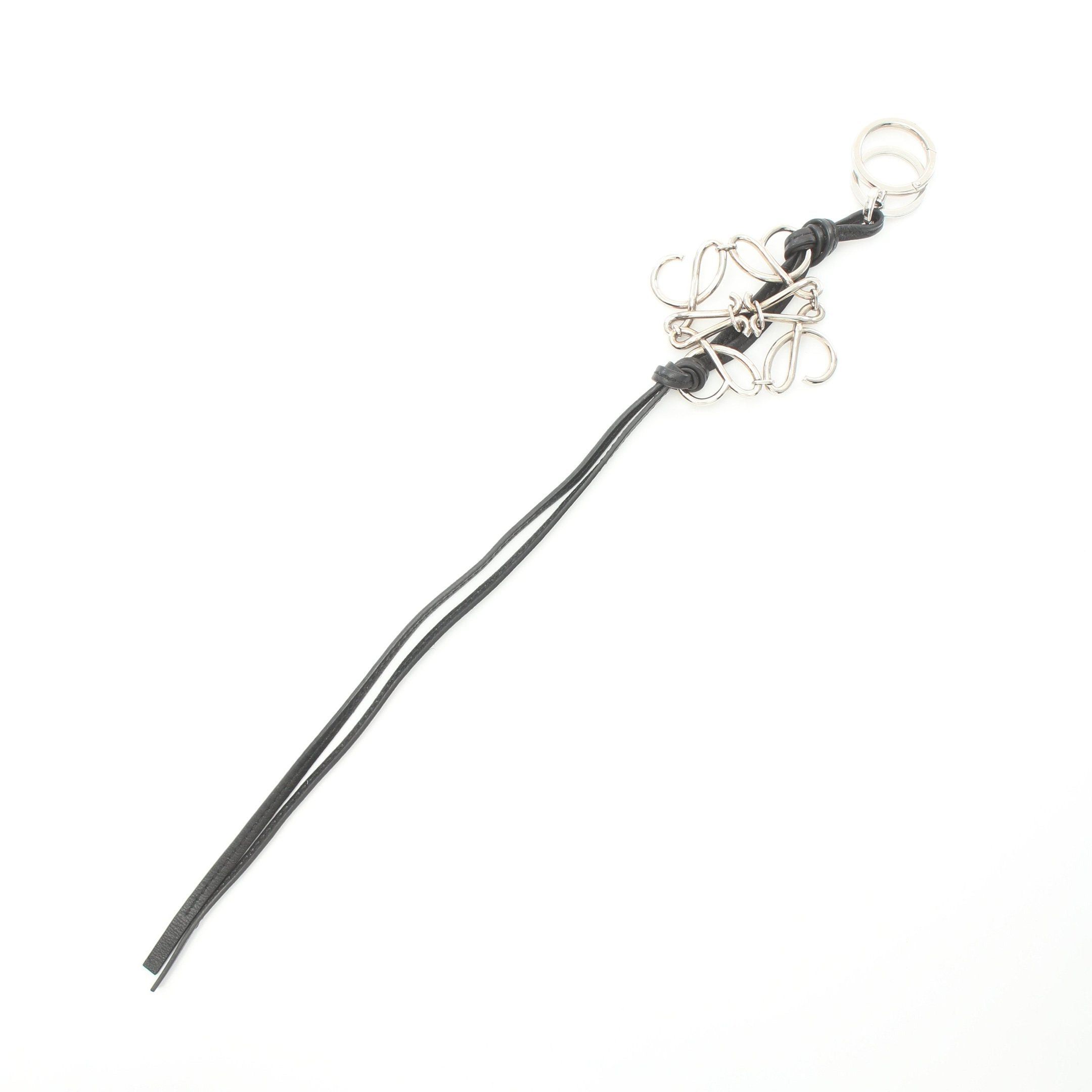 image of Loewe Anagram Bag Charm Key Ring Leather Black Silver, Women's