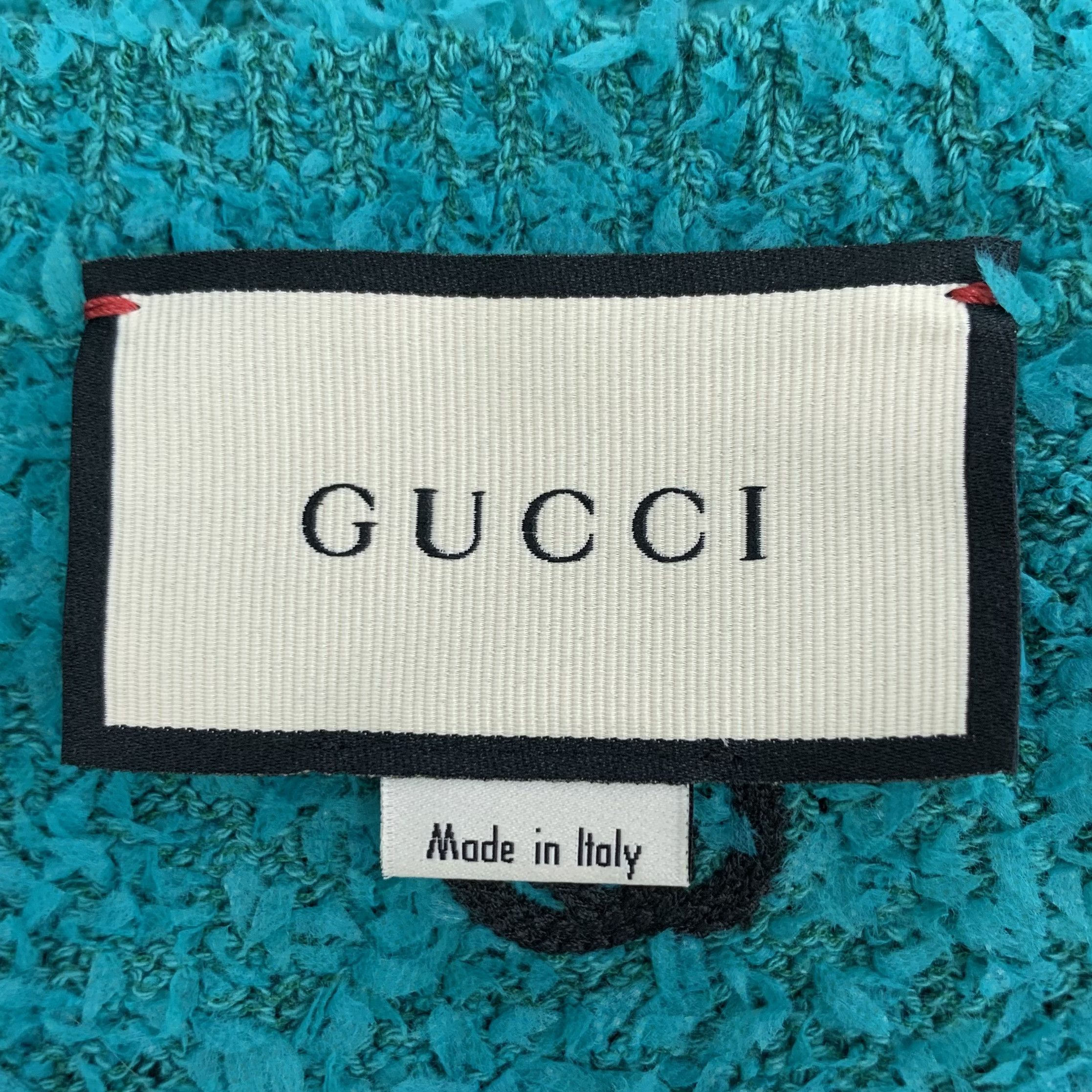 Gucci Gucci Blue Tweed-Knit Crew Neck Short-Sleeve Top (Size S) Size S / US 4 / IT 40 - 2 Thumbnail