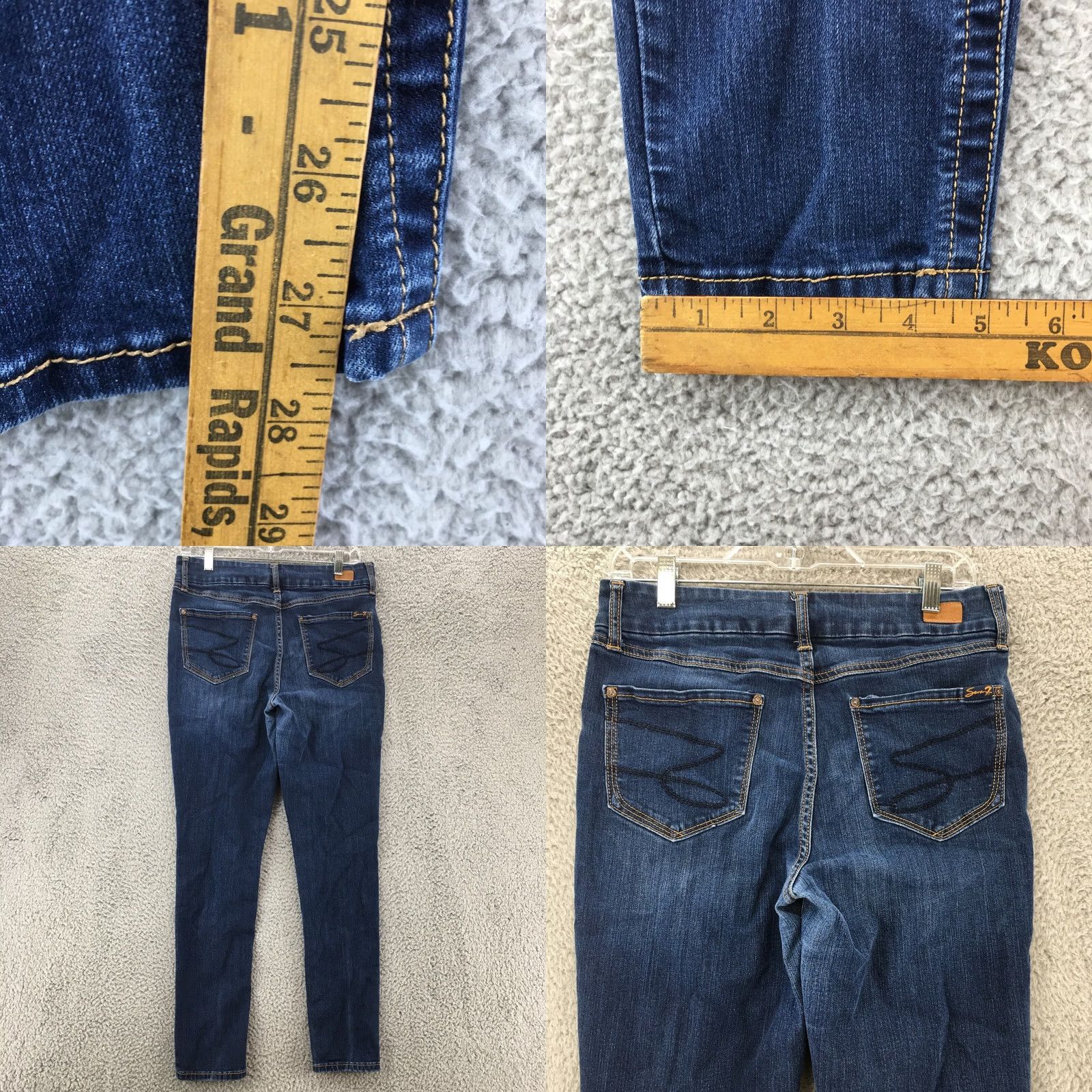 Vintage Seven7 Skinny Jeans Womens 8 Blue Dark Wash Denim Zip Fly 5 Pockets Mid Rise Jeans Size 30" / US 8 / IT 44 - 8 Thumbnail