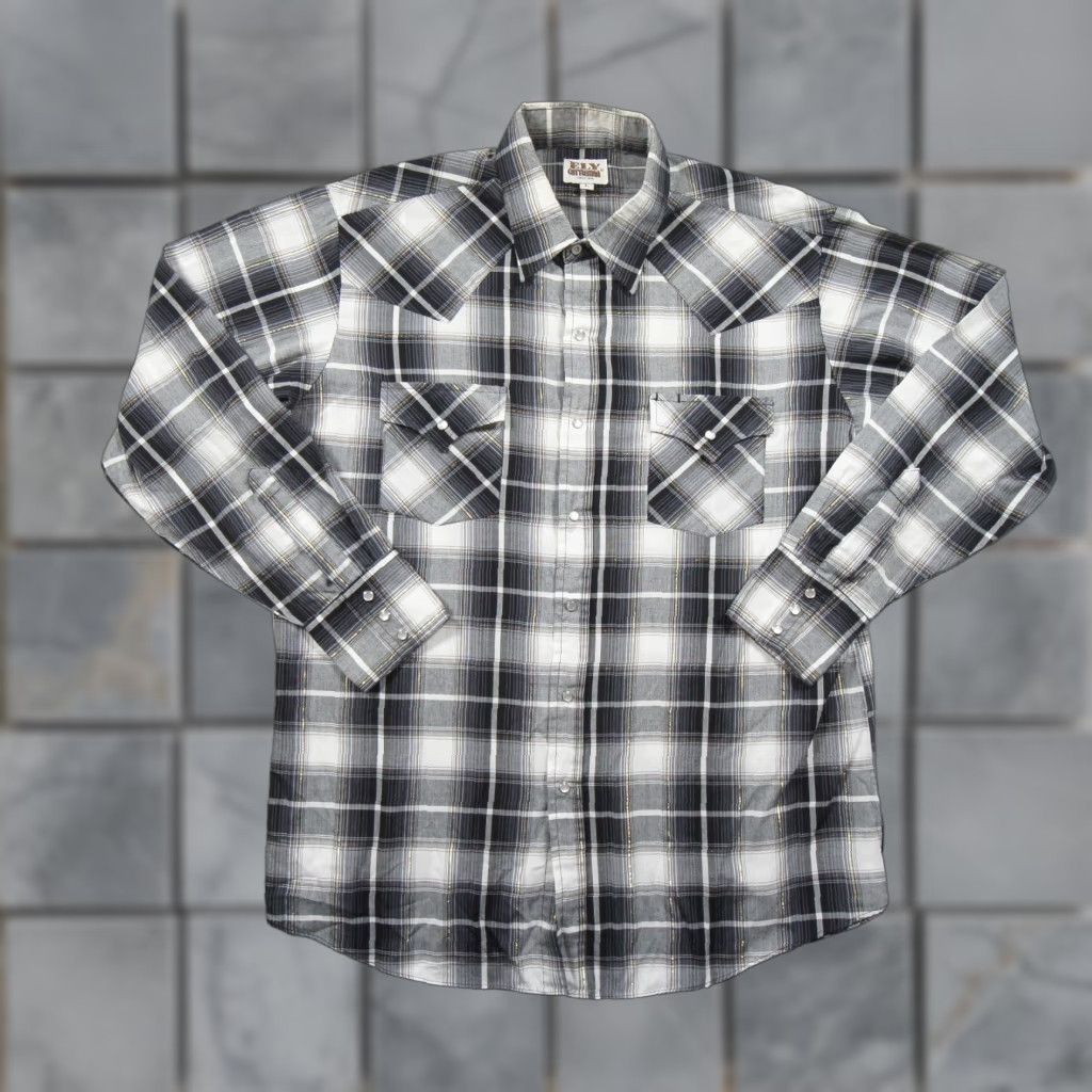Vintage VINTAGE Ely Cattleman Shirt Large Black Button-Down Pearl Snap Plaid Western Shirt Mens L Black Pearl Snap Western Button-Up Capable Size US L / EU 52-54 / 3 - 1 Thumbnail