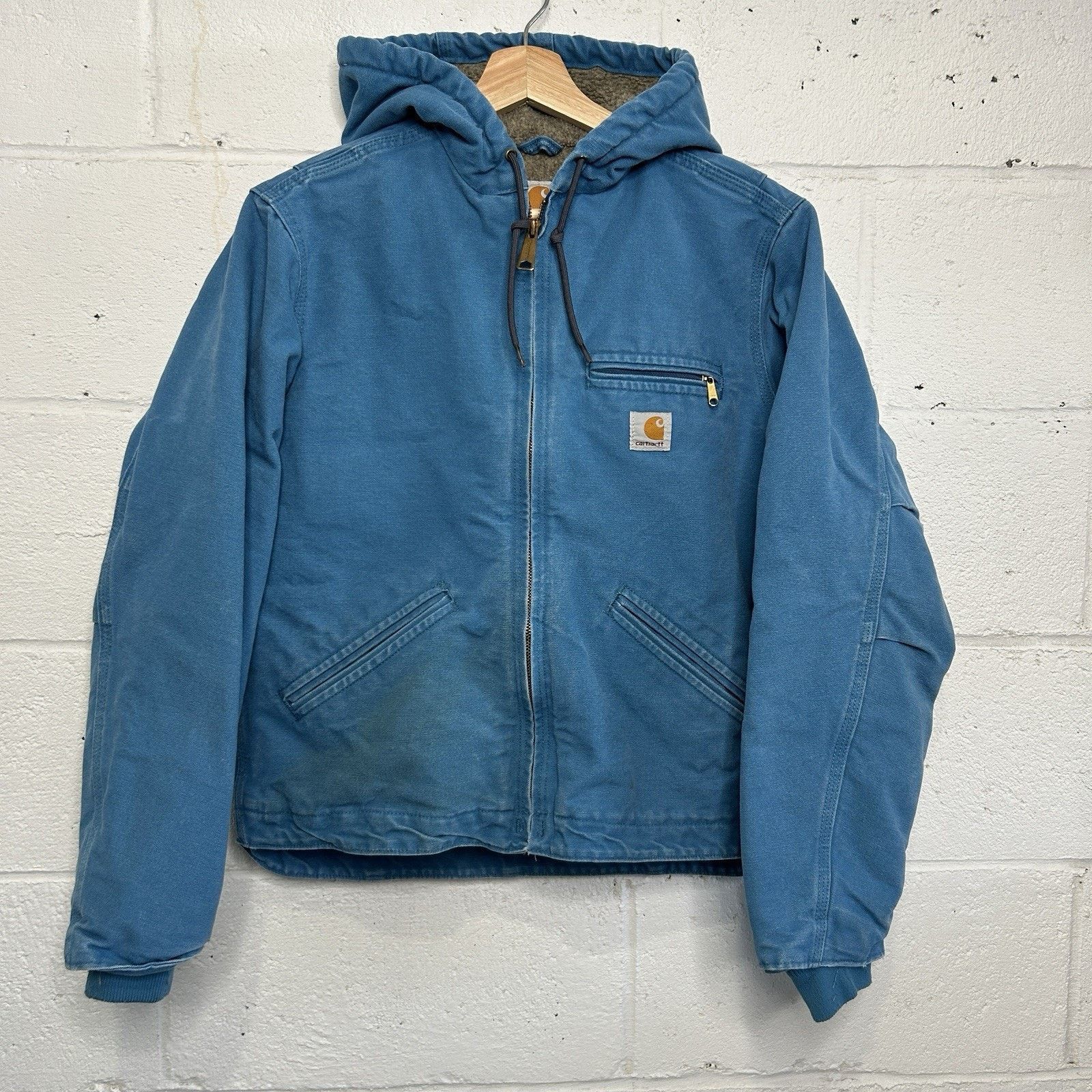 Carhartt Y2K Carhartt Sherpa-Lined Hooded Detroit Jacket “Blue Topaz” Size S / US 4 / IT 40 - 1 Thumbnail