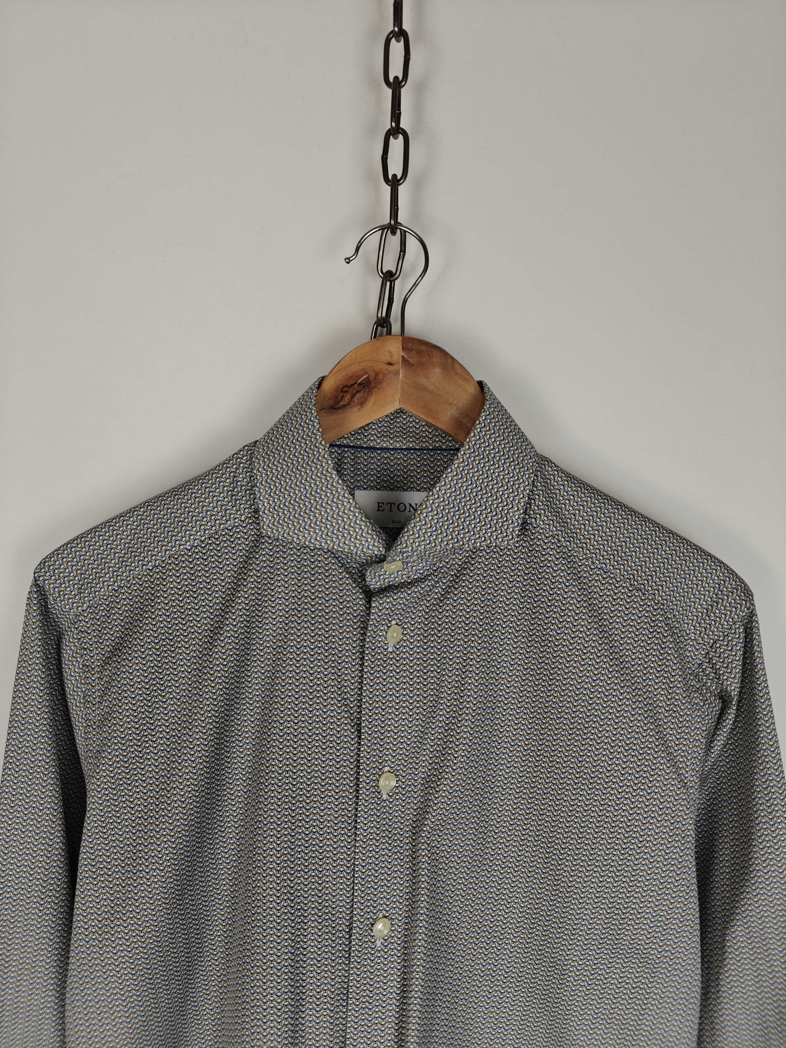 Eton ETON Shirt Button Funny Dogs Monogram size 39 15 1/2 (M) Size US M / EU 48-50 / 2 - 2 Thumbnail