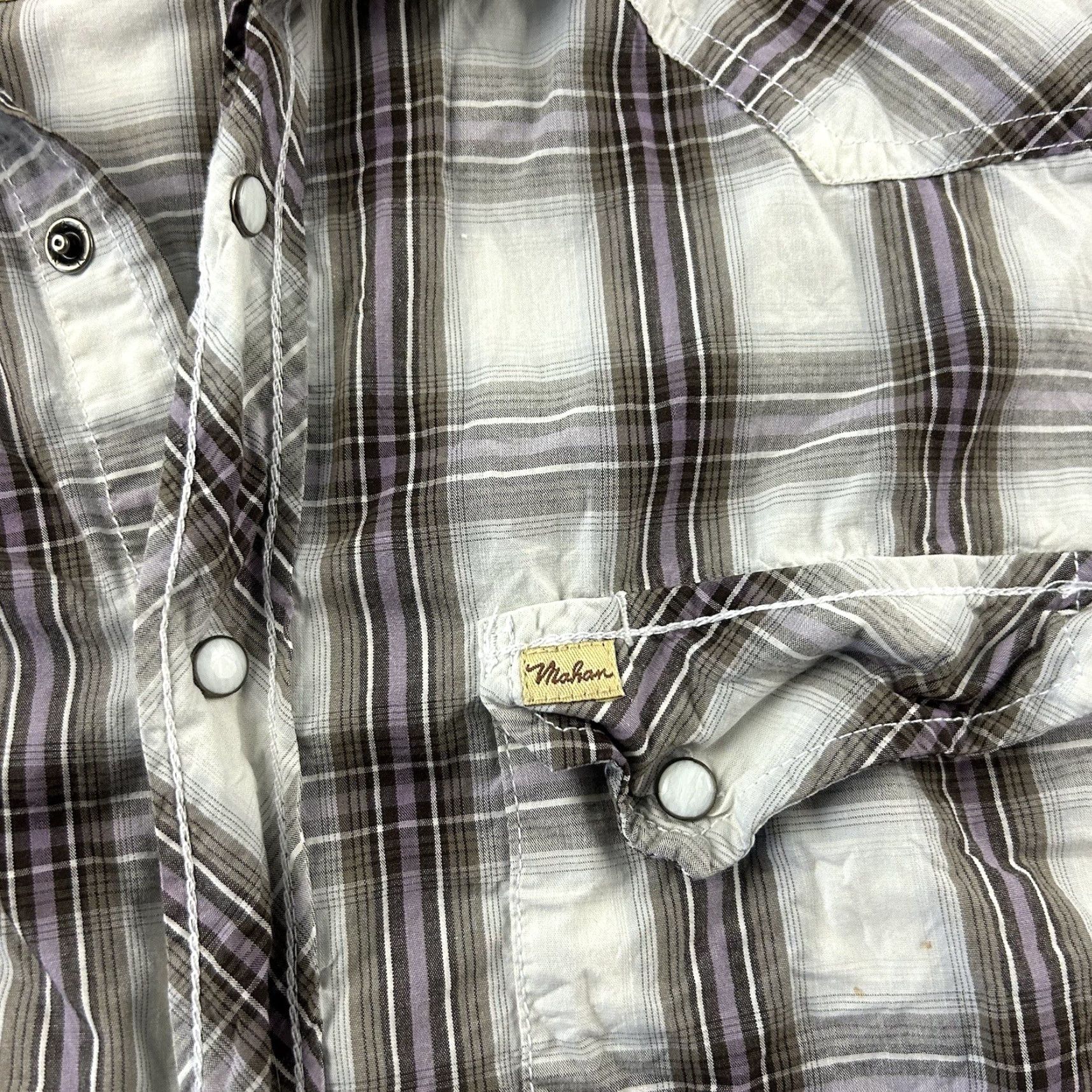 Vintage Larry Mahan Long Sleeve Plaid Pearl Snap Button Front Shirt Mens L Gray Size US L / EU 52-54 / 3 - 3 Thumbnail