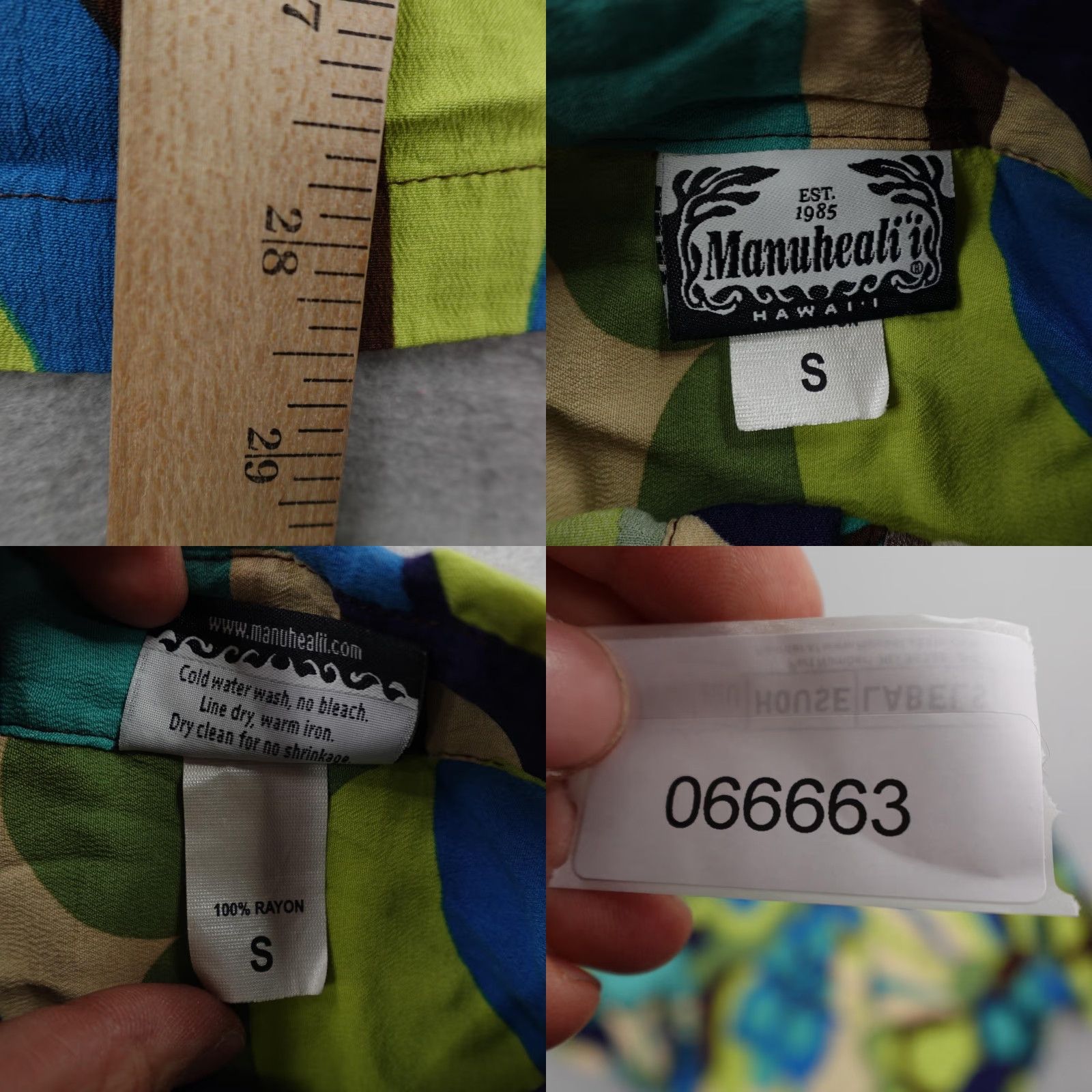 ALOHAS Vintage Manuheali'i Hawaiian Shirt Mens Small Green Blue Aloha Floral Pullover Size US S / EU 44-46 / 1 - 8 Thumbnail