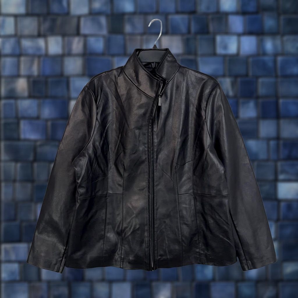 Kenneth Cole Kenneth Cole Jacket Womens XL Black Faux Leather Full Zip Mid Length Classic Size XL / US 12-14 / IT 48-50 - 1 Thumbnail