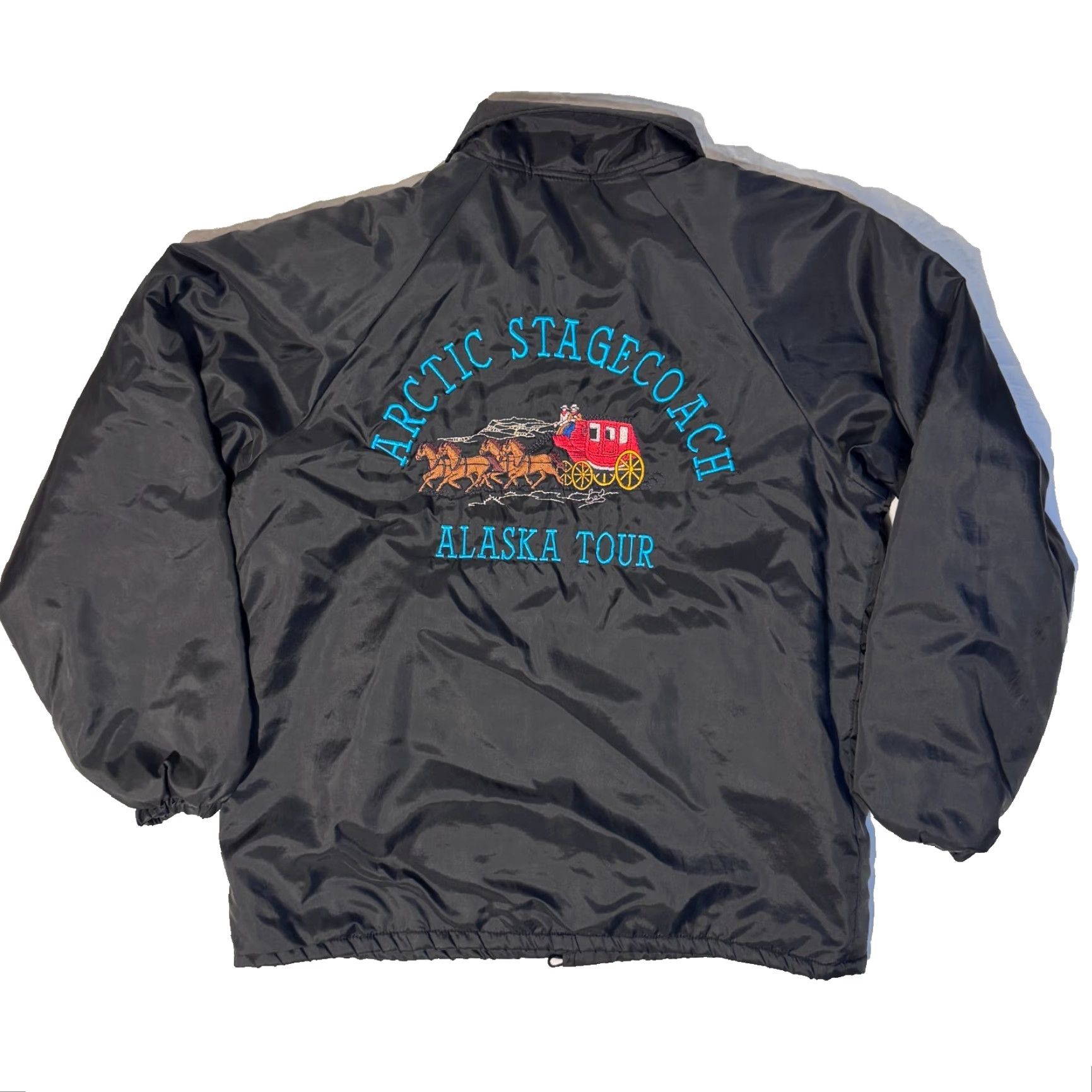 Vintage VINTAGE Hartwell Jacket Bomber L Mens L Black Nylon Lined Fleece USA Stagecoach Alaska Tour Button Front Crewneck? Size US L / EU 52-54 / 3 - 2 Thumbnail