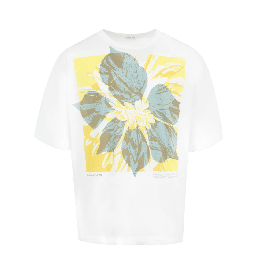 Dries Van Noten o1h1sh10525 Flower T-Shirt in White Size US XL / EU 56 / 4 - 1 Thumbnail