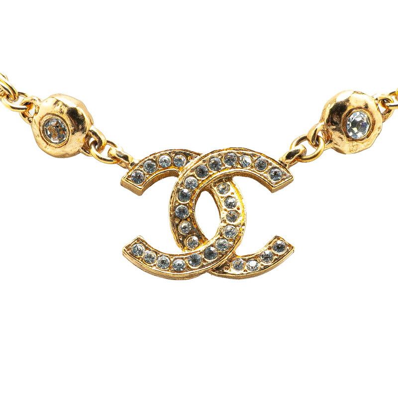 Chanel Chanel Coco Mark Rhinestone Necklace Metal Necklace