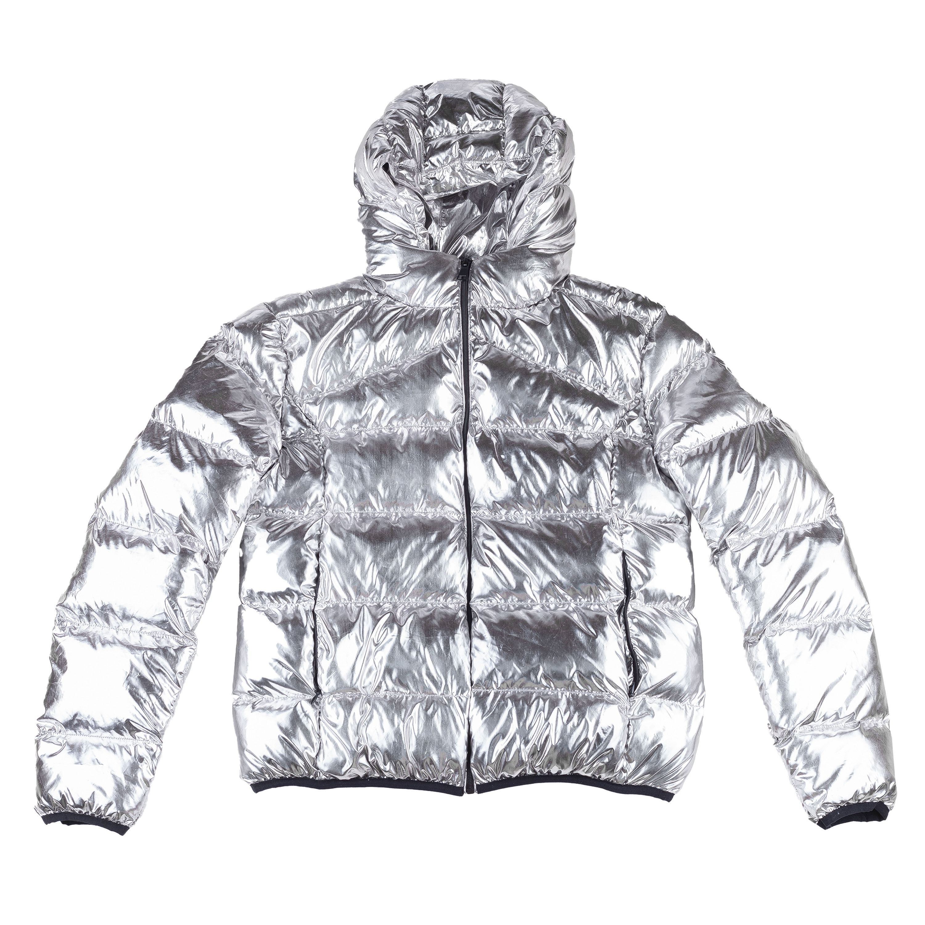 Cavalli Class Roberto Cavalli Metallic Silver Insulated Puffer Jacket Size XL / US 12-14 / IT 48-50 - 1 Thumbnail