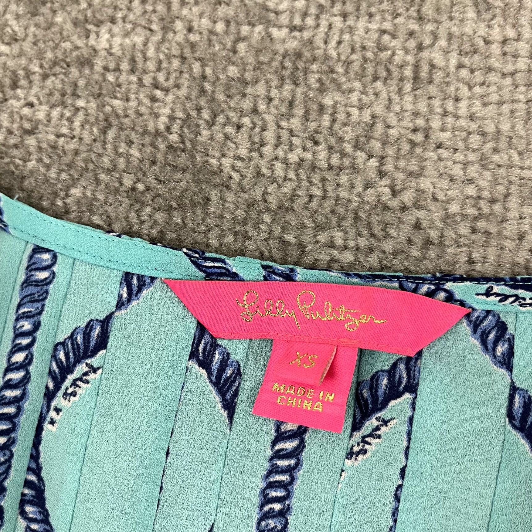 Lilly Pulitzer Lilly Pulitzer Blouse Womens XS Marlina Tunic Top Tassels Light Aqua A Frayed Size XS / US 0-2 / IT 36-38 - 2 Thumbnail