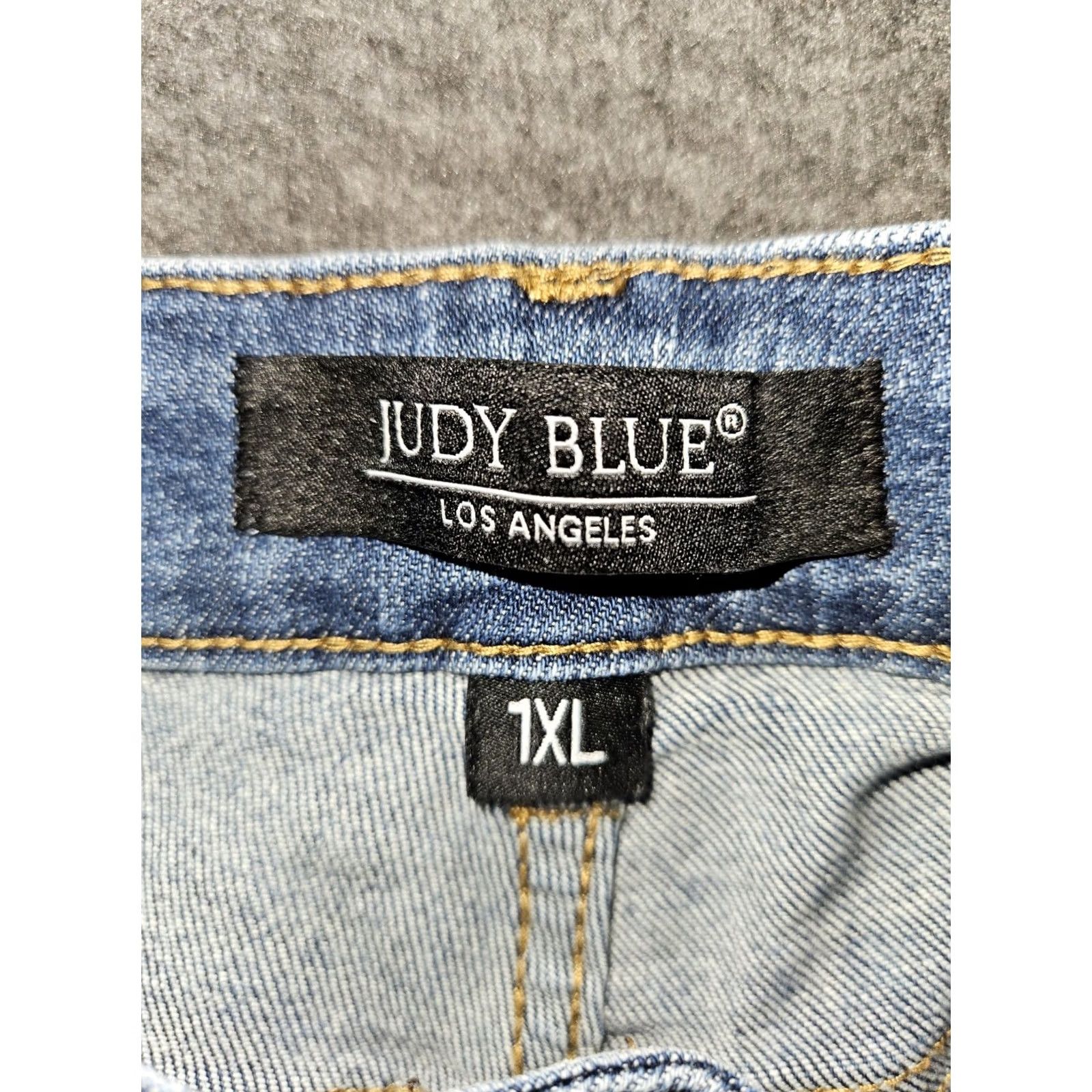 Vintage Judy Blue Cut Off Jean Shorts Women's XL High Rise Blue Stretch Paisley Preppy Size 40" / US 18 - 3 Thumbnail