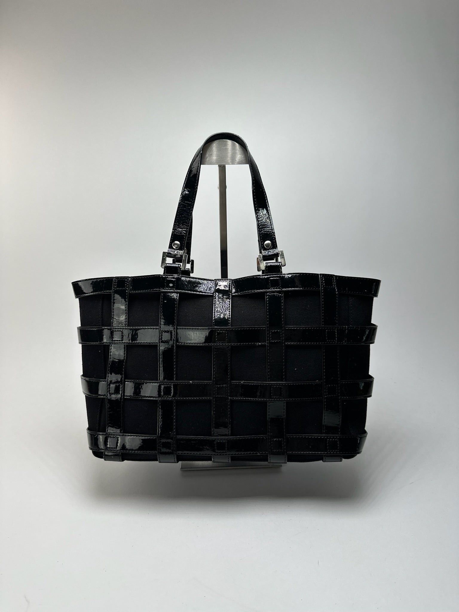 Courreges Vintage Patent Leather cage bag black Size ONE SIZE - 1 Thumbnail