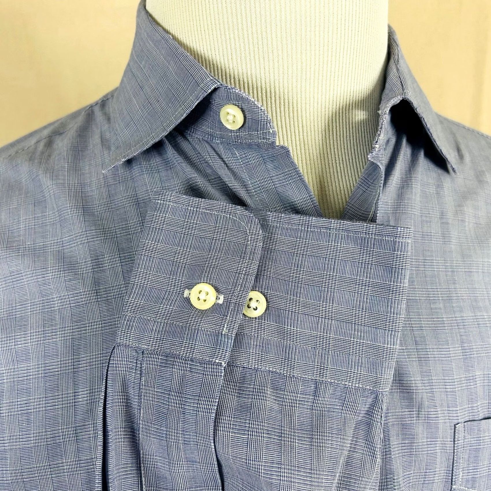 Polo Ralph Lauren Polo Ralph Lauren Dress Shirt Blue Glen Plaid Cotton 16 32/33 Vintage Philip Size 42R - 4 Thumbnail