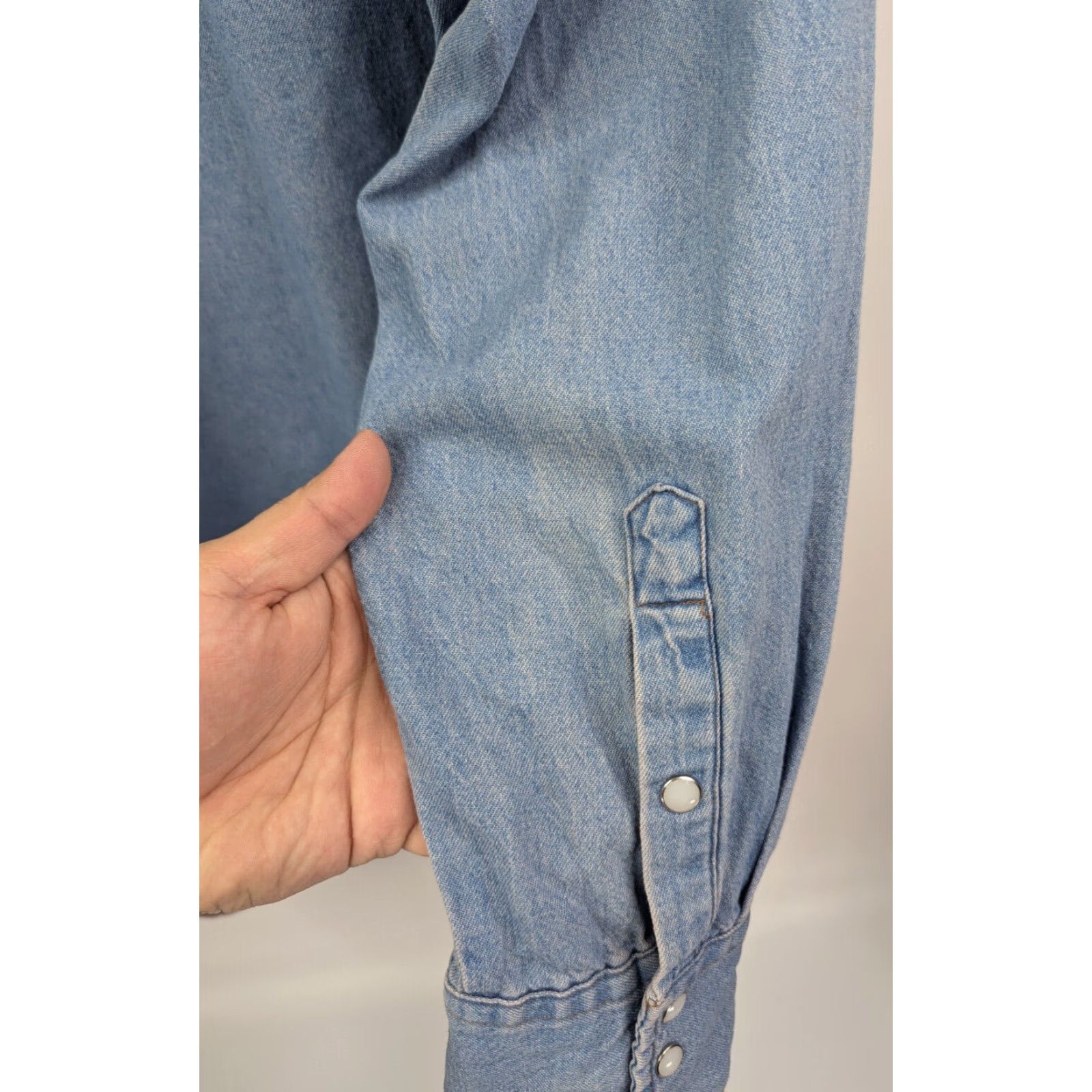 Wrangler Wrangler Cowboy Stone Wash Denim Pearl Snap Farm Work Shirt Size Large Size US L / EU 52-54 / 3 - 4 Thumbnail