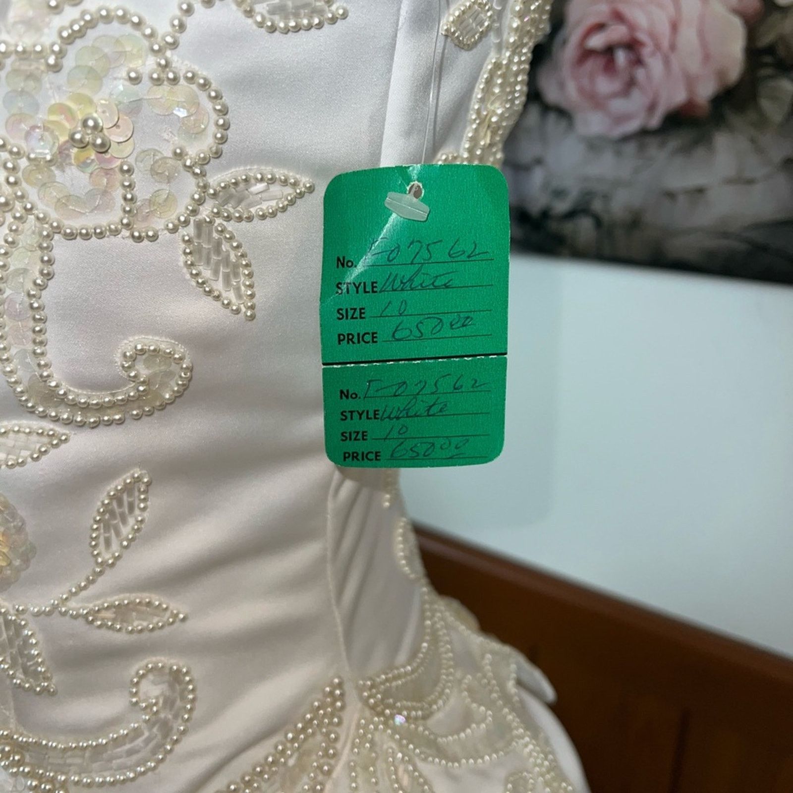 Vintage New Vintage 1980s/90s Forever Yours Beaded Wedding Gown! Size L / US 10 / IT 46 - 9 Thumbnail