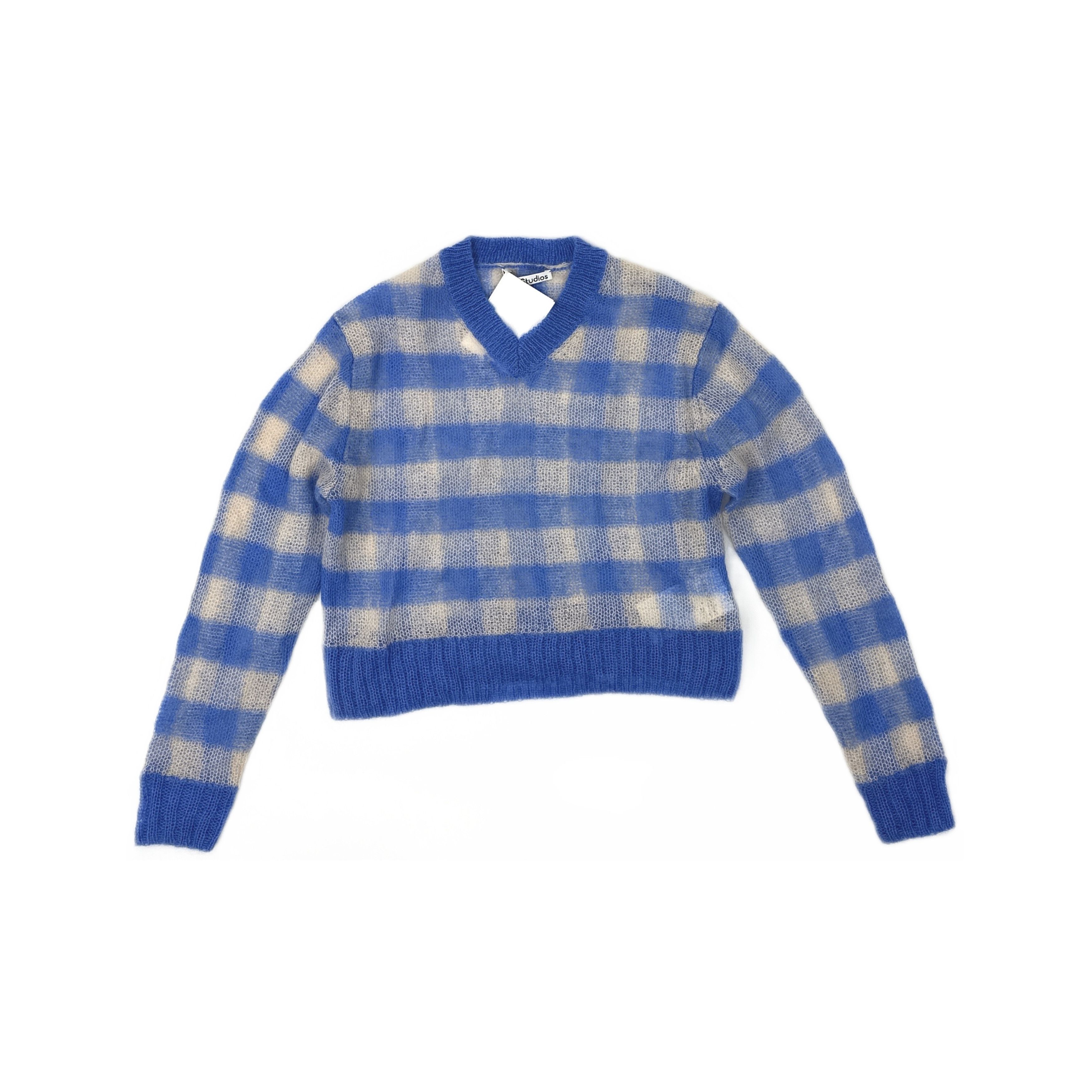 Acne Studios Acne Studios Checkered Mohair V-Neck Sweater Size S Size S / US 4 / IT 40 - 1 Thumbnail